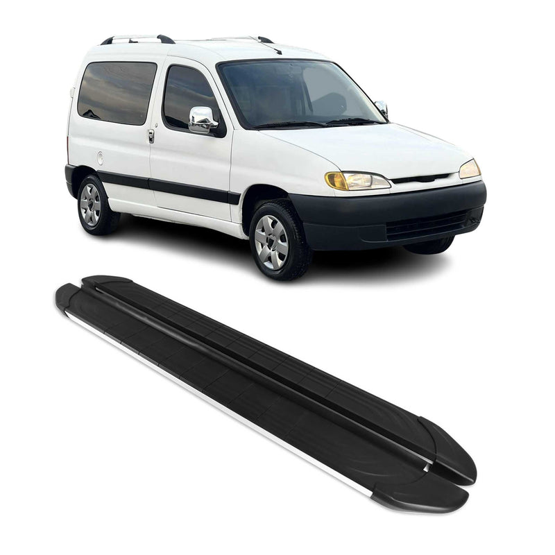 Marchepieds Latéraux pédale pour Peugeot Partner 1996-2008 Alu Gris Noir 2Pcs