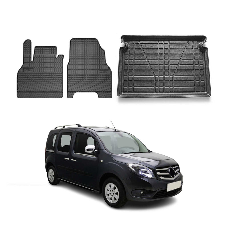 Kit Tapis de sol et coffre pour Mercedes Citan W420 2021-2024 TPE Noir
