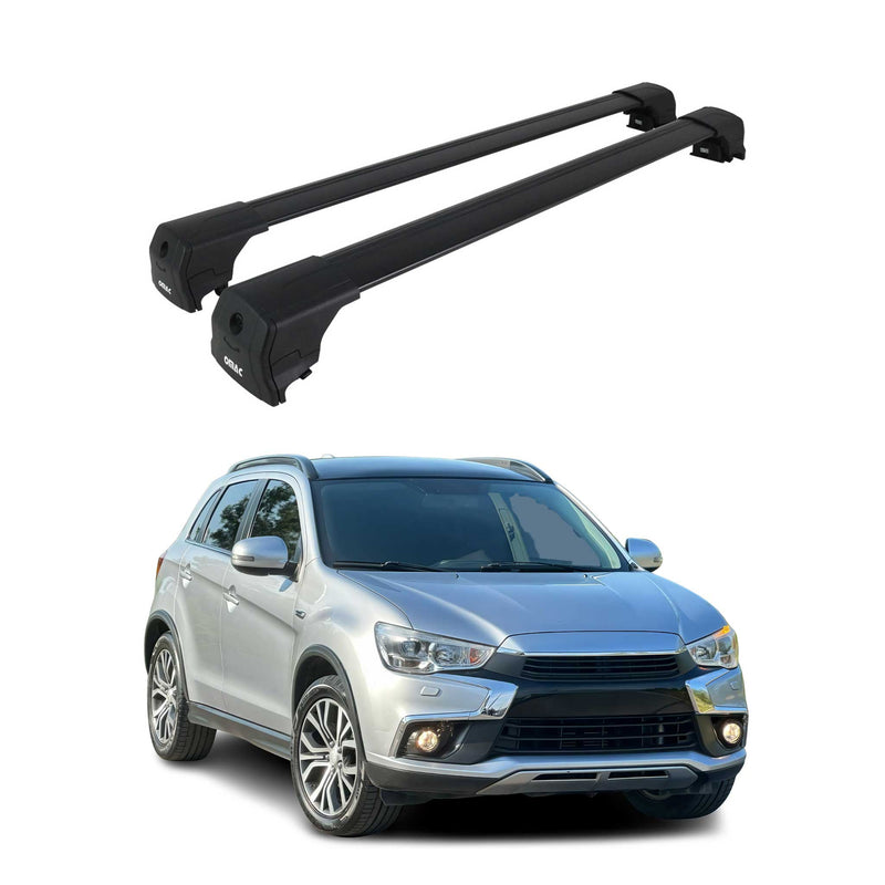 Barres De Toit Transversales pour Mitsubishi ASX 2010-2022 SUV Alu Noir ABE