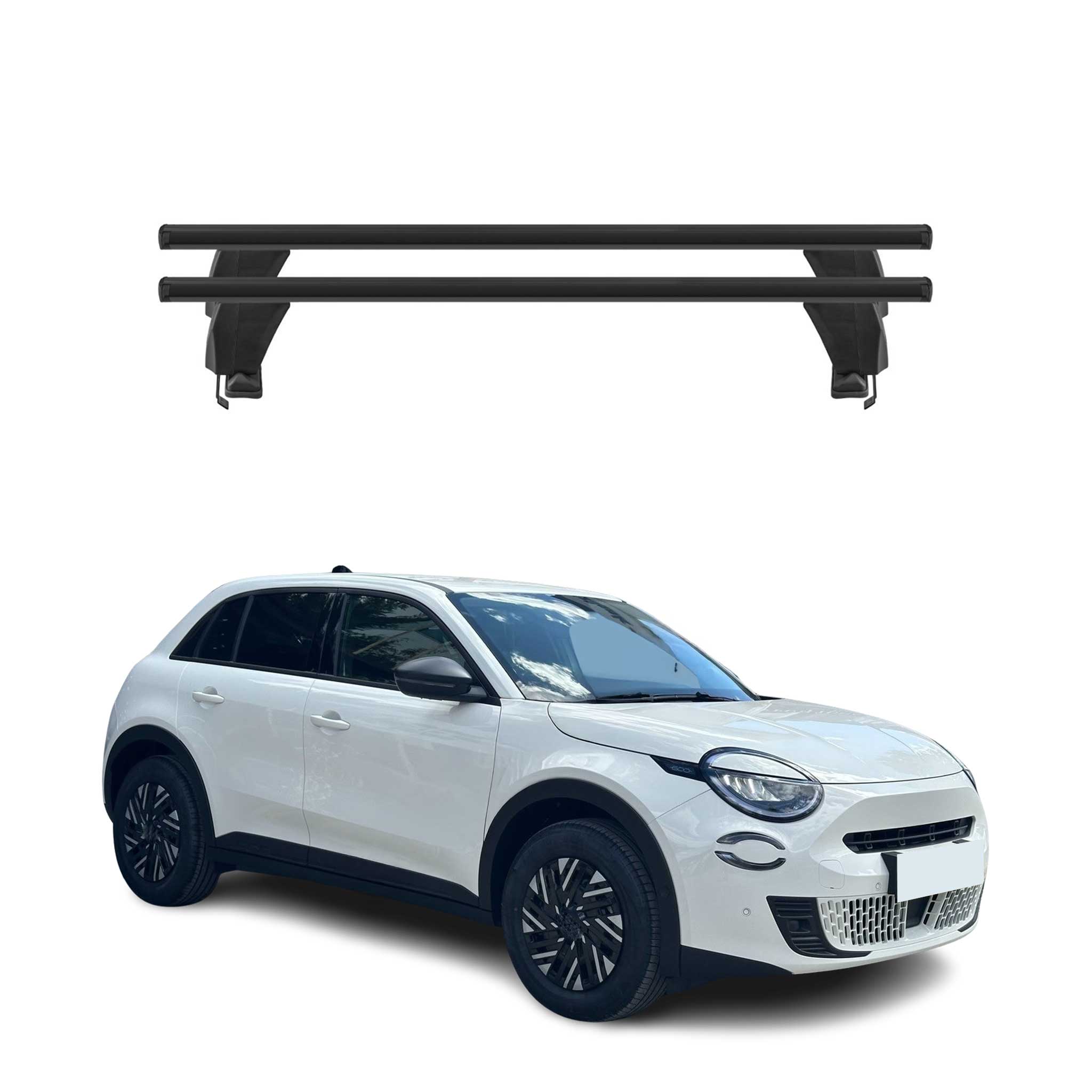 Menabo Barres de toit transversales pour Fiat 600E/600 2023-2026 Alu Noir 2x
