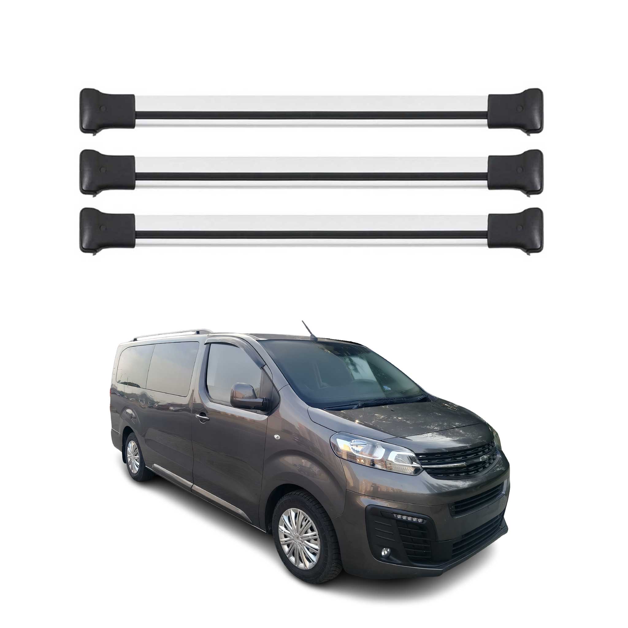 Barres de toit transversales pour Opel Vivaro C / Zafira Life 2019-2026 Gris 3x