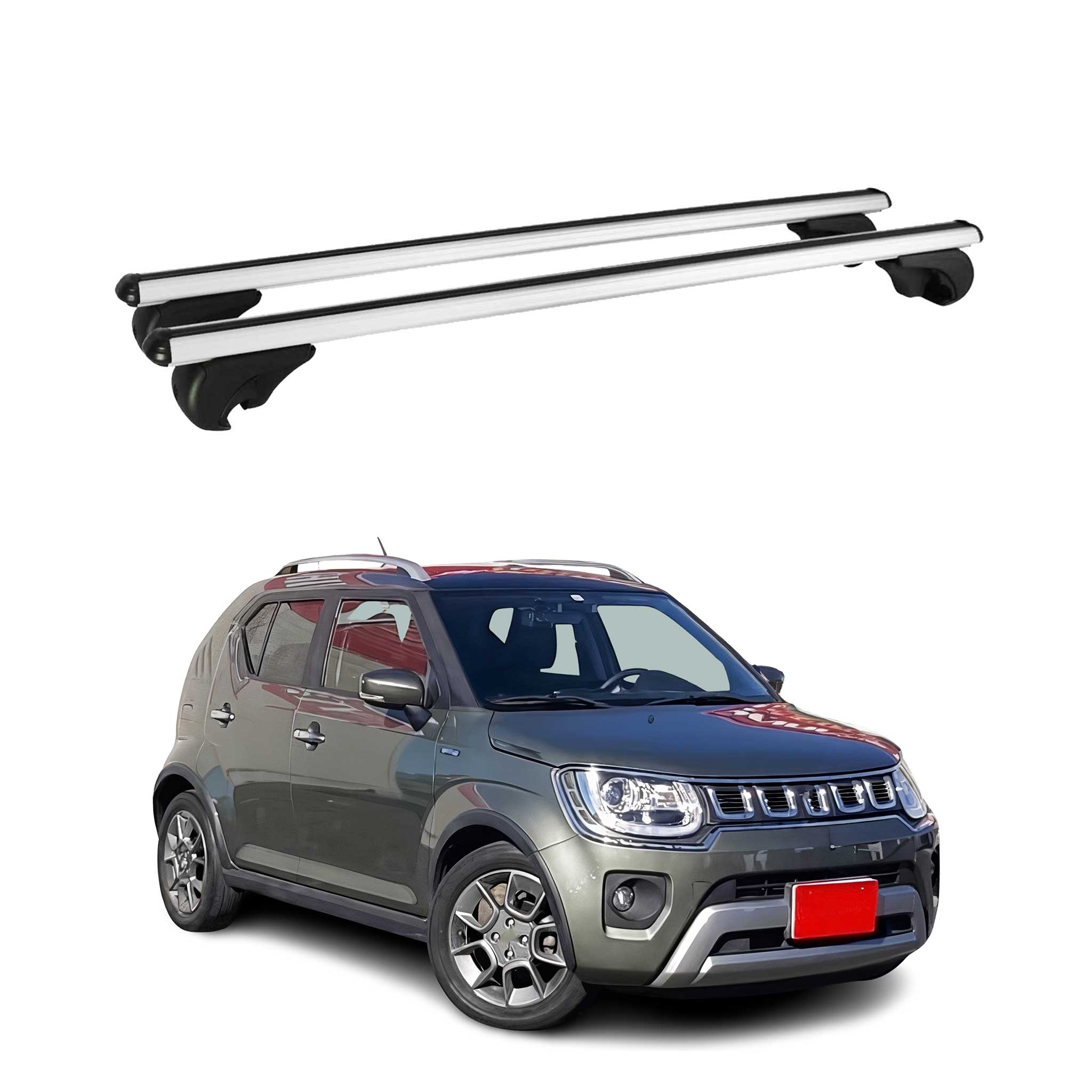 Barres de toit Transversales pour Suzuki Ignis 2016-2026 Aluminium Argent