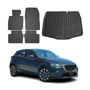 Kit Tapis de sol et coffre pour Mazda CX3 2015-2021 TPE Noir