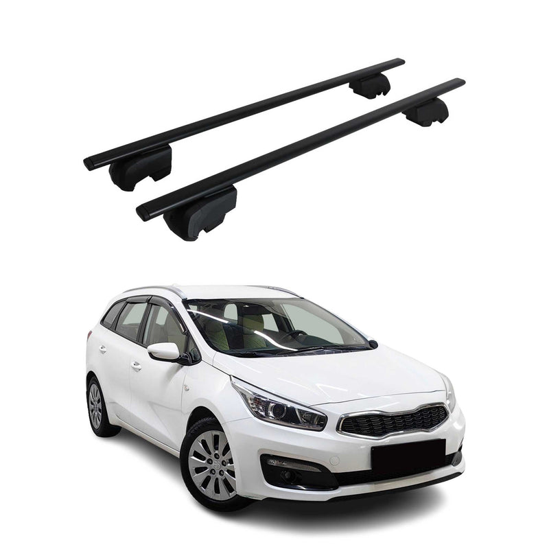 Barres de toit Transversales pour Kia Ceed Break 2012-2018 Fer Noir ABE