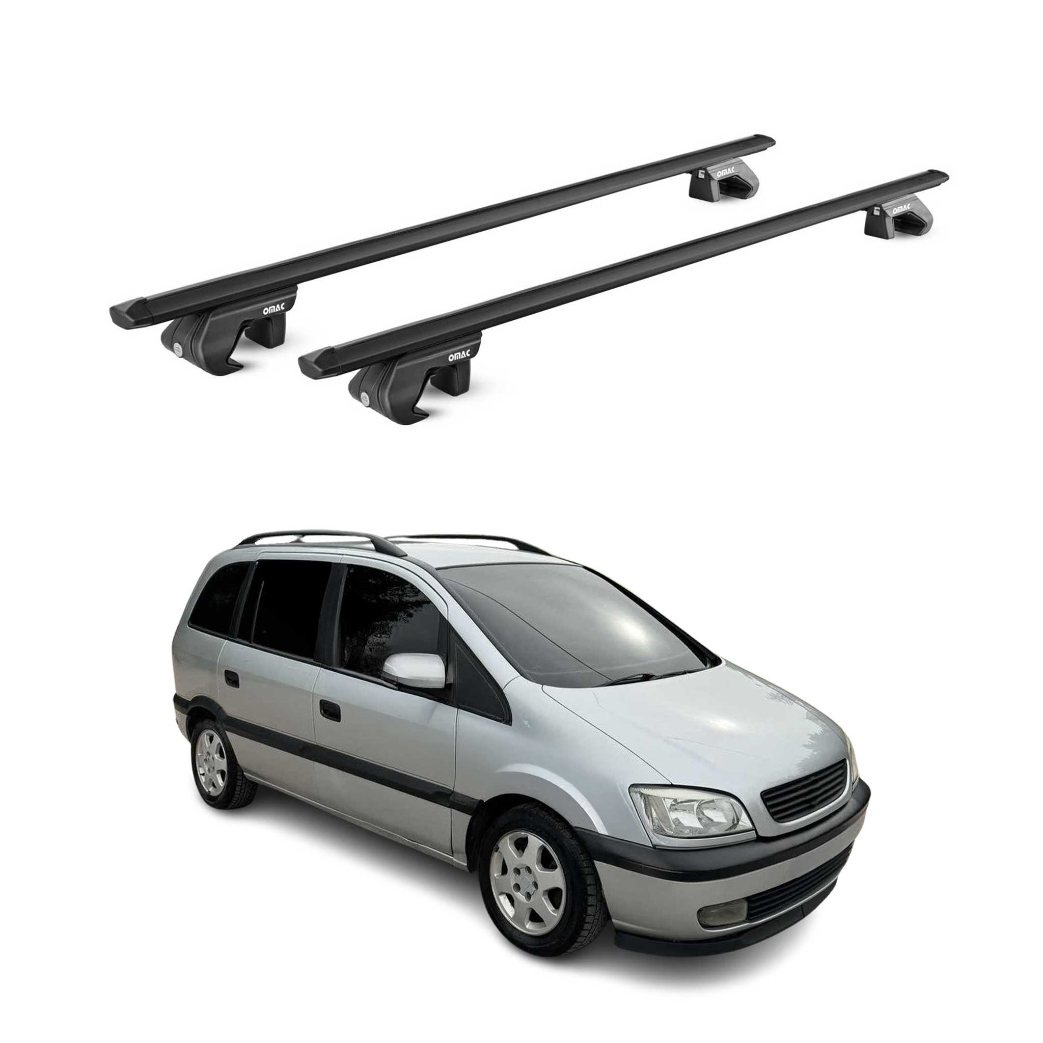 Barres de toit transversales pour Opel Zafira A 1999-2005 Alu Noir 2 pièces ABE