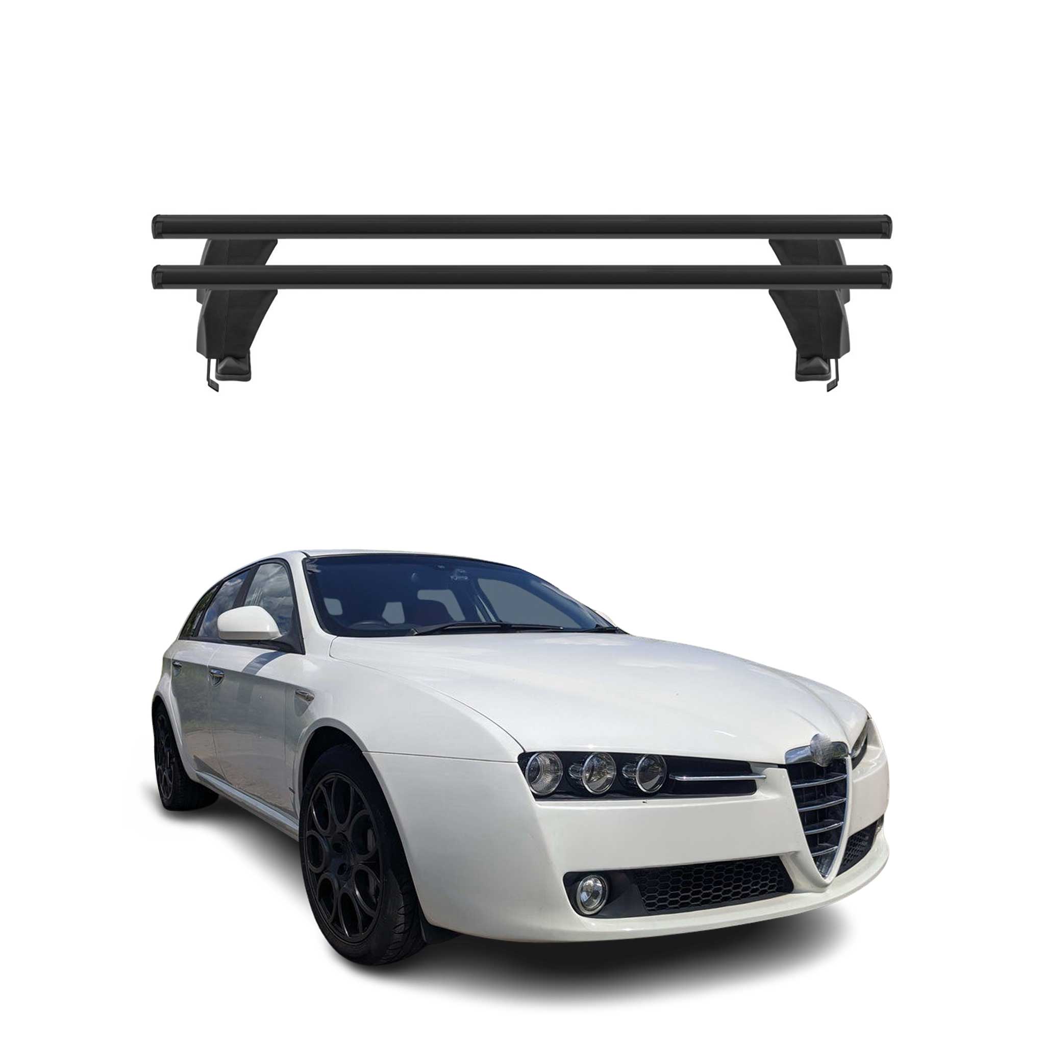 Menabo Barres de transversales pour Alfa Romeo 159 Sportwagon 2005-2012 Noir ABE
