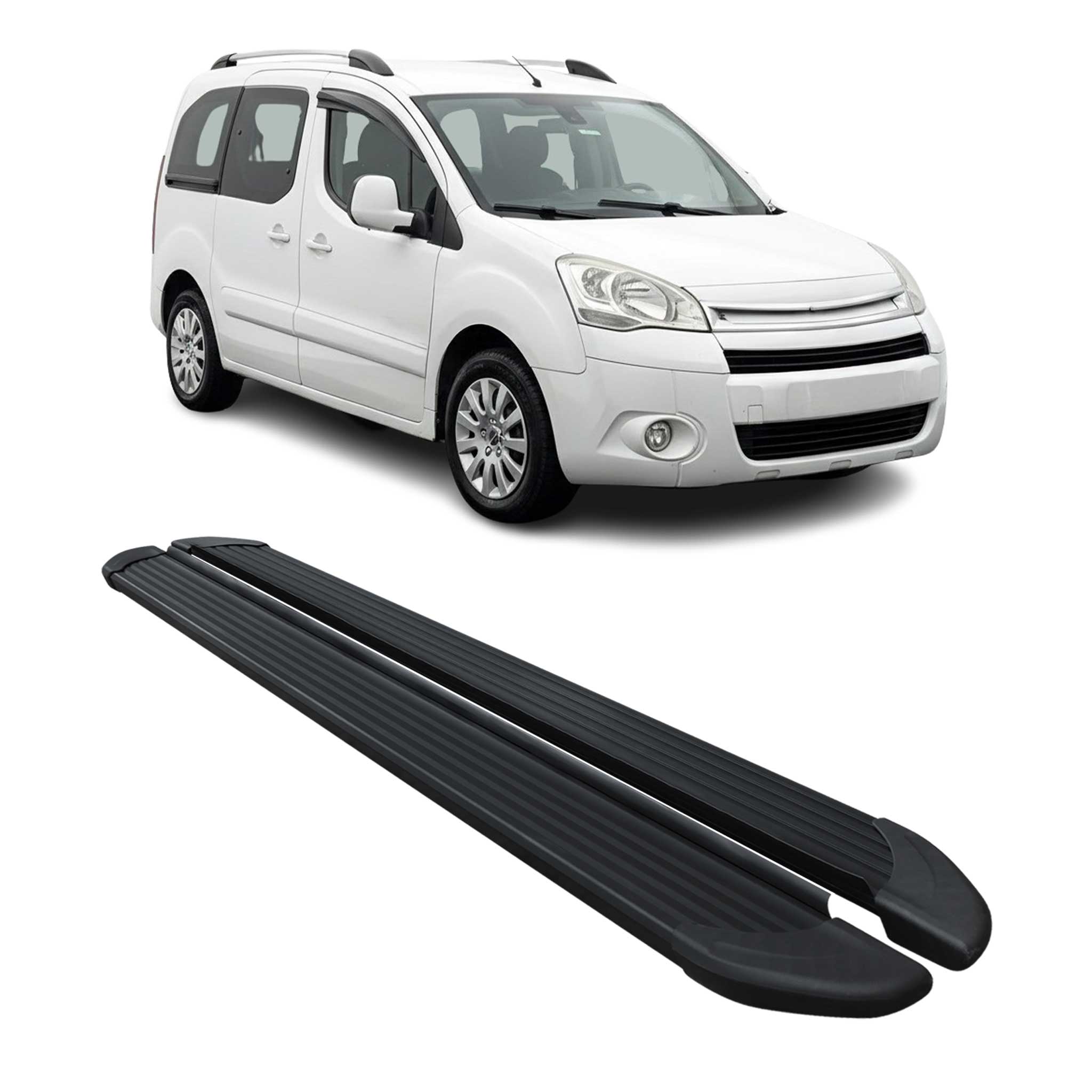Marchepieds Latéraux pour Citroen Berlingo 2008-2018 L1 Aluminium Noir 2Pcs