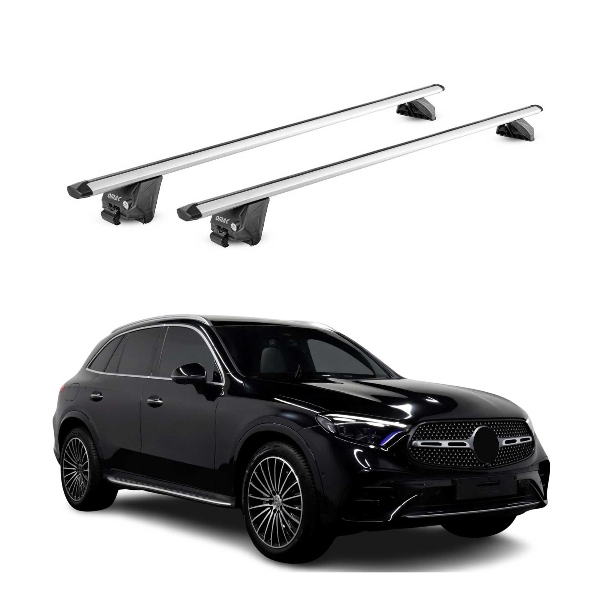 Barres de toit transversales pour Mercedes GLC X254 2022-2026 Aluminium Gris ABE