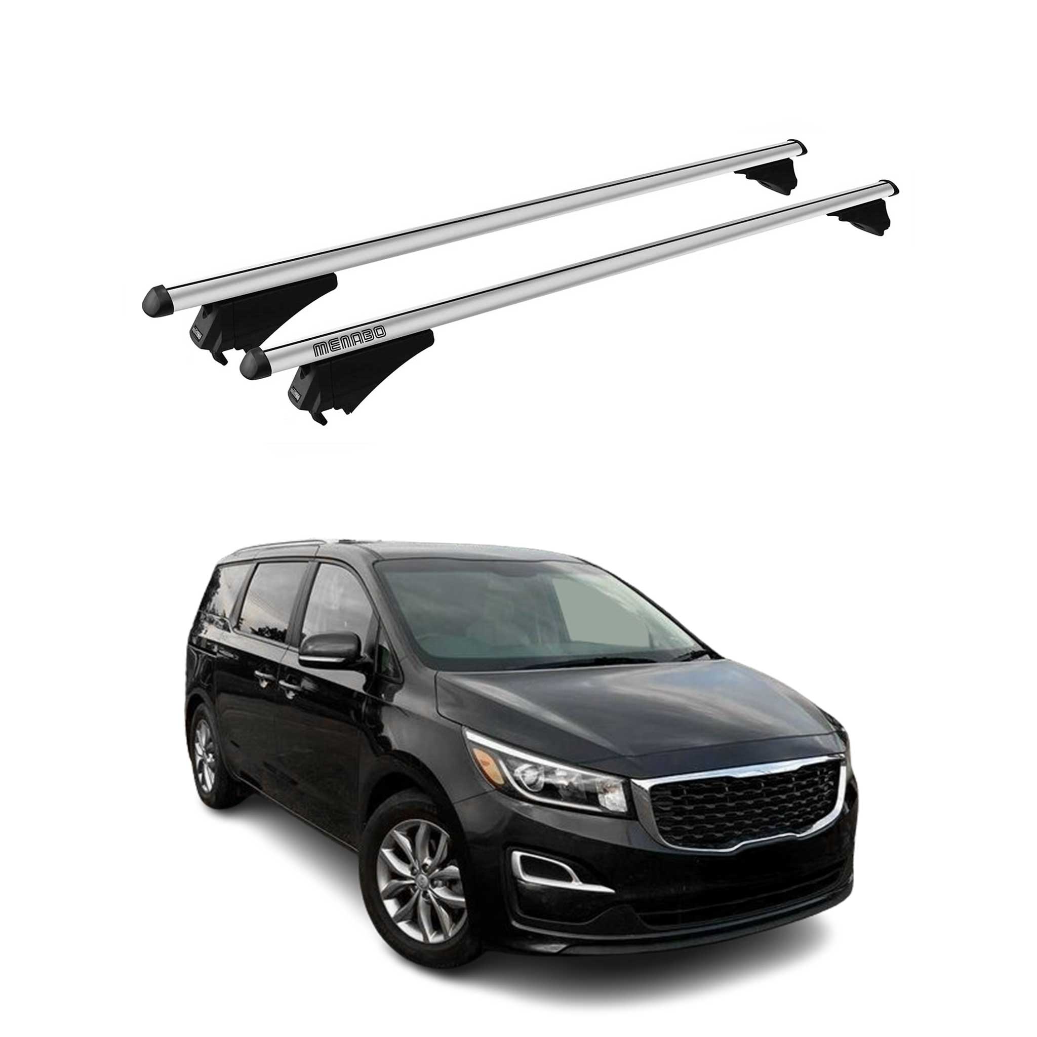 Tiger Barres de toit transversales pour Kia Gran Carnival 2014-2020 Alu Gris 2x