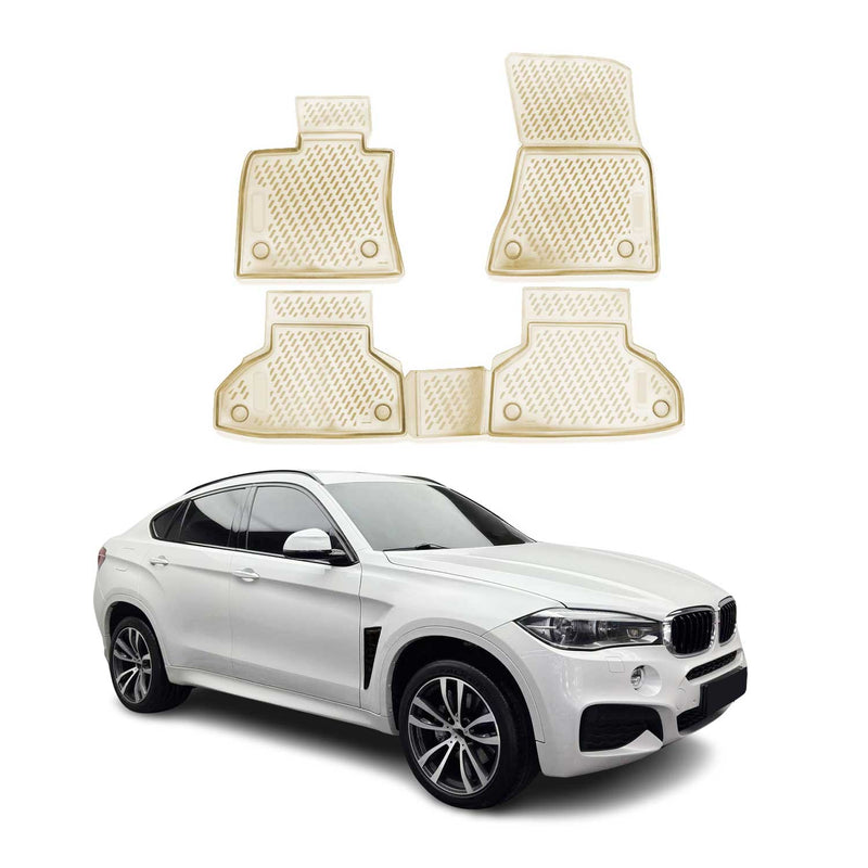 OMAC 3D Tapis de sol pour BMW X6 F16 F86 2014-2019 caoutchouc TPE Beige 4Pcs