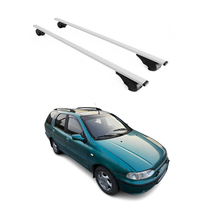 Barres de toit Transversales pour Fiat Palio 1996-2007 Fer Argent