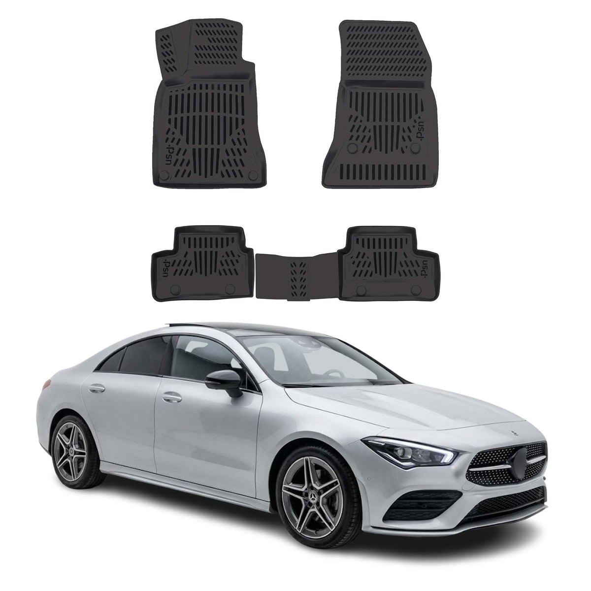 Tapis de sol pour Mercedes CLA 2020-2025 Noir 3D en TPE 4Pcs