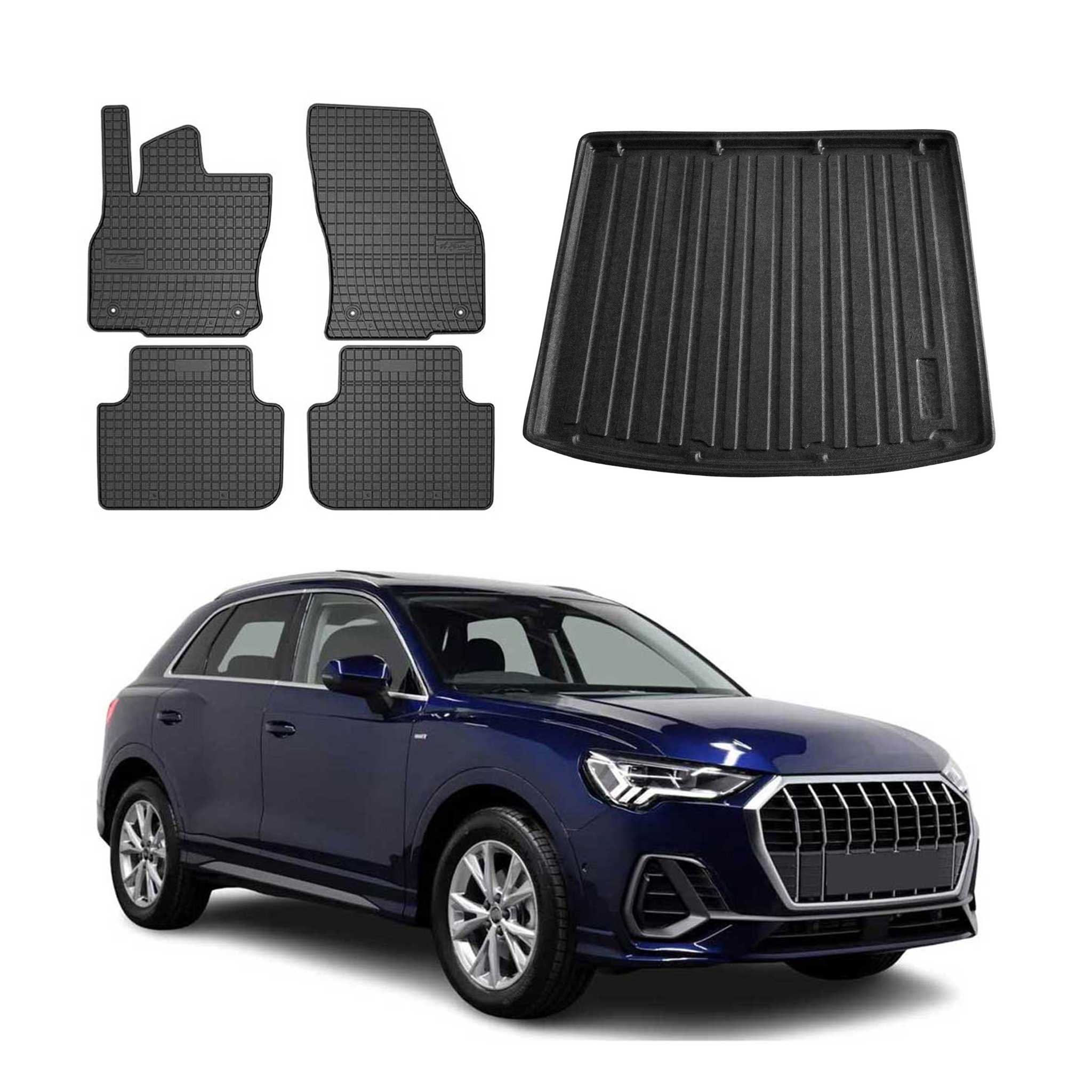 Kit Tapis de sol et coffre pour Audi Q3 F3 2018-2025 Noir TPE