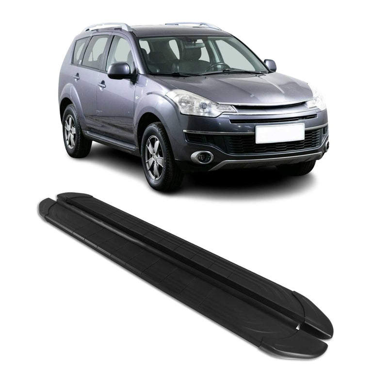 Marchepieds Latéraux pour Citroen C-Crosser 2007-2013 2Pcs Aluminium Noir