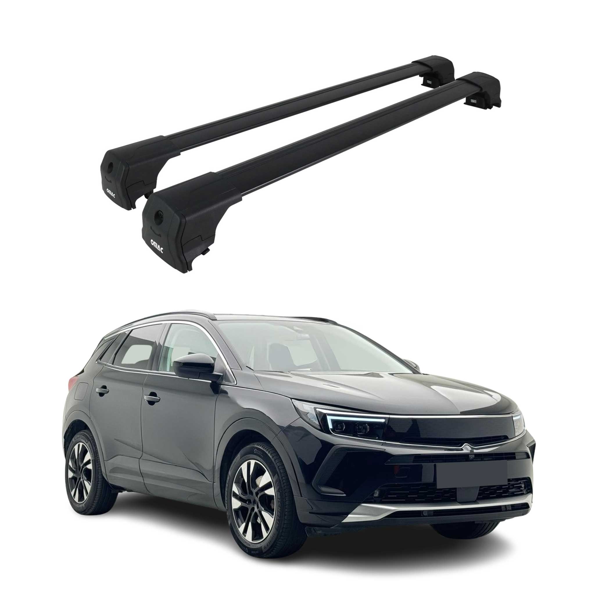 Barres De Toit Transversales pour Opel Grandland 2017-2024 Alu Noir ABE