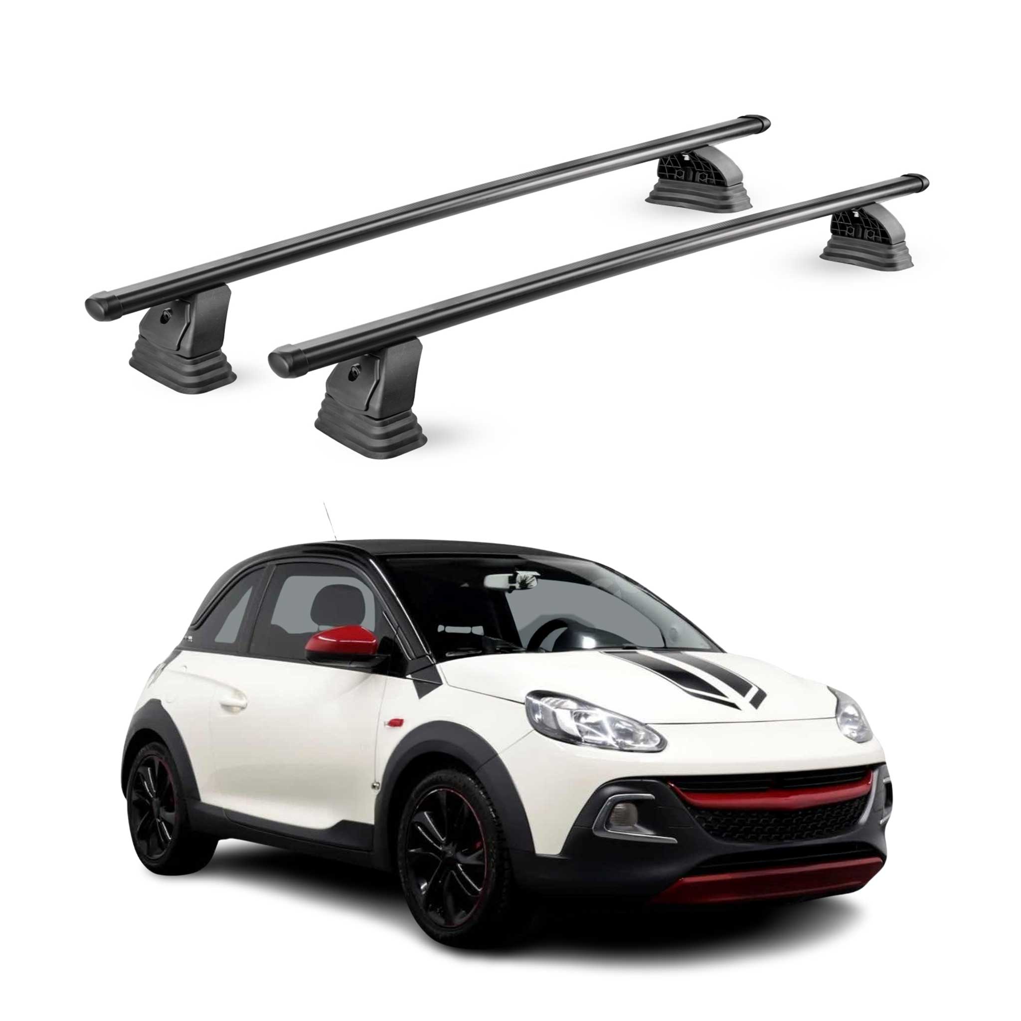 Barres de toit transversales acier pour Opel Adam 2013-2019 TÜV 75 kg Noir 2Pcs