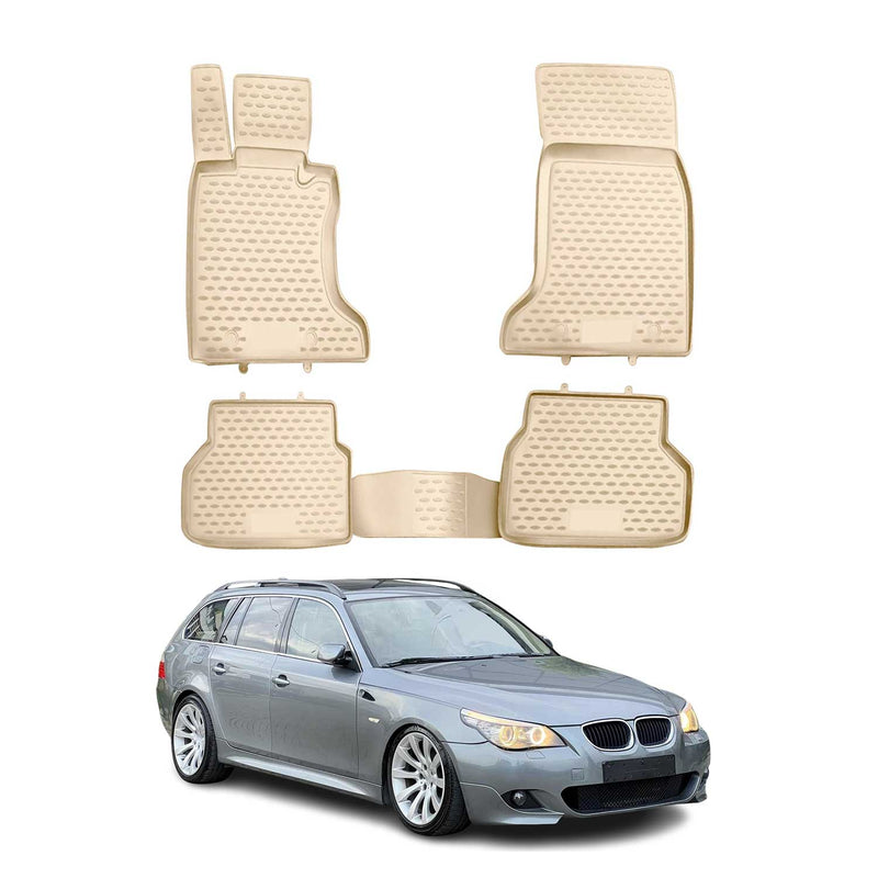 OMAC 3D Tapis de sol pour BMW Série 5 E60 E61 Berline Break 2003-2010 TPE Beige