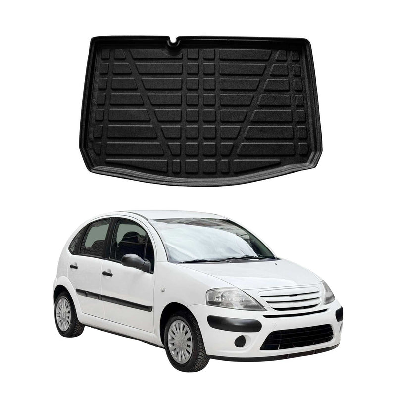 Tapis de Coffre pour Citroen C3 2002-2009 HB en TPE Noir