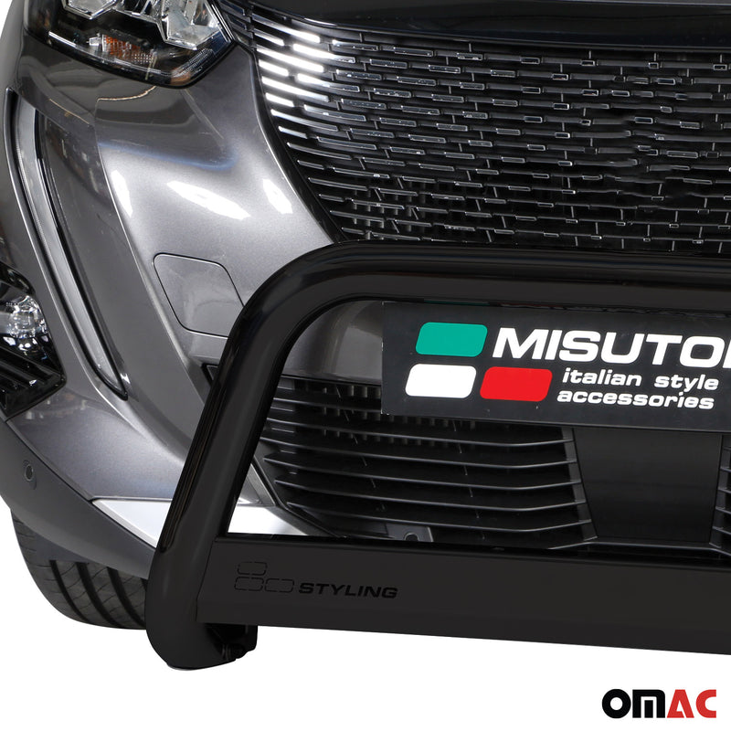 Pare-buffle Avant pour Peugeot 2008 2020-2025 63mm en Acier Inoxydable Noir