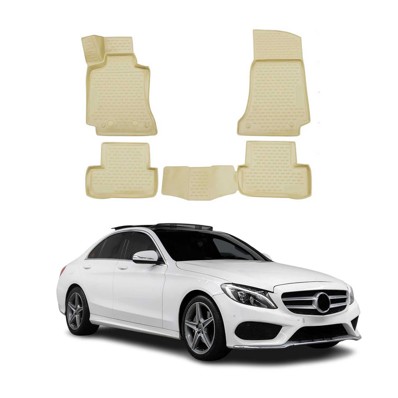 Tapis de sol pour Mercedes Classe C W205 2014-2021 en caoutchouc TPE 3D Beige