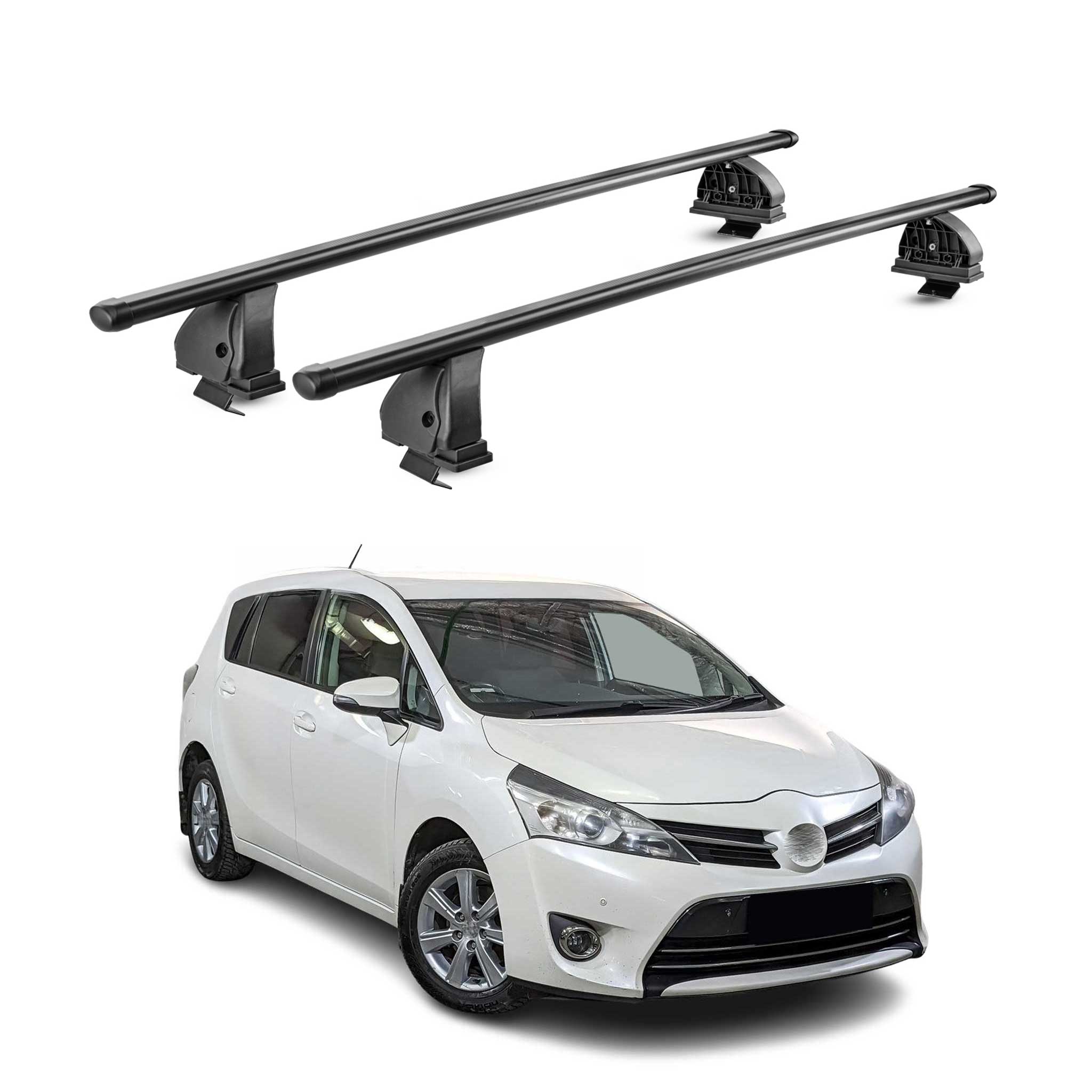 Barres de toit transversales acier pour Toyota Verso S 2010-2016 TÜV Noir 2Pcs