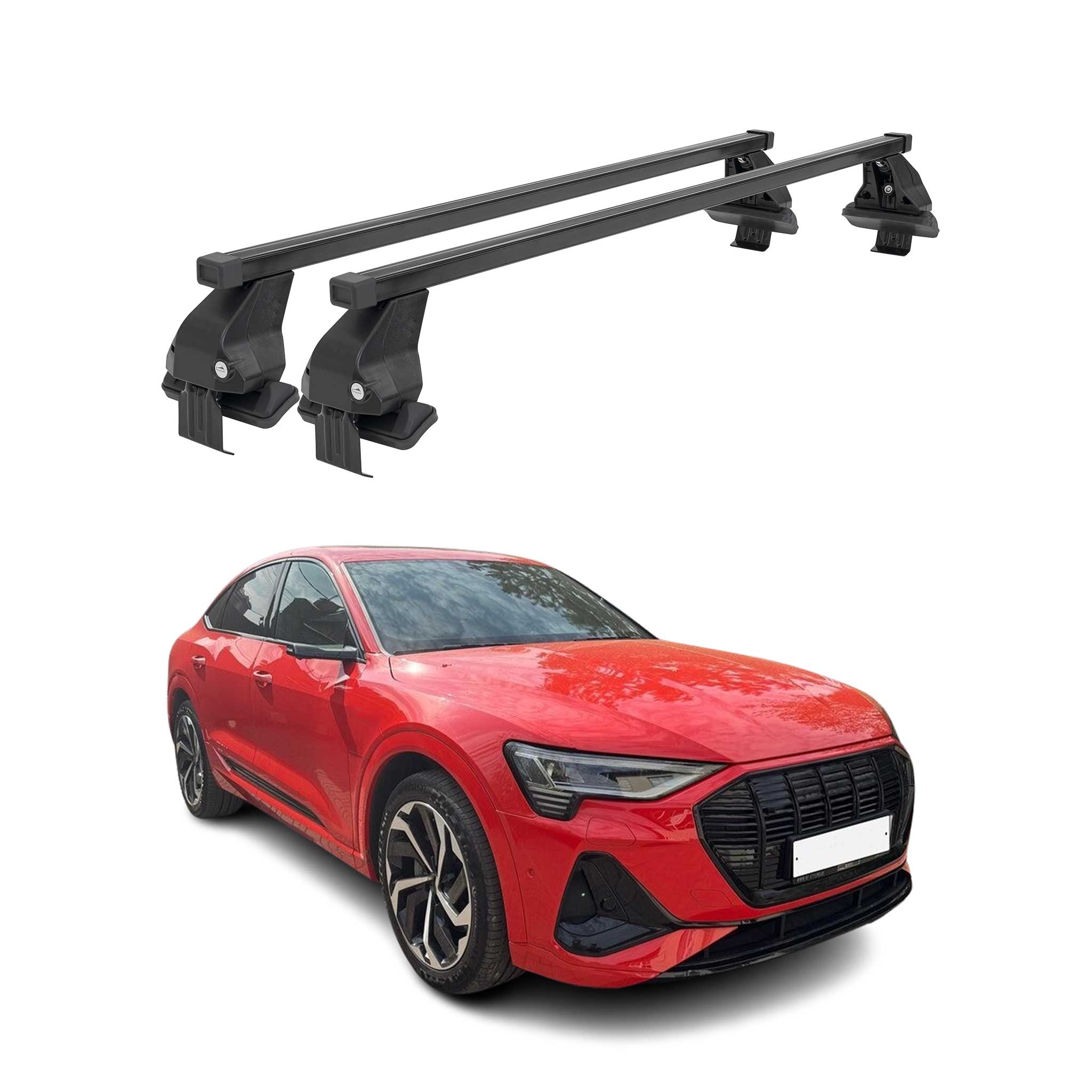 Menabo Barres de toit Transversales pour Audi e-tron Sportback 2021-2025 Noir 2x