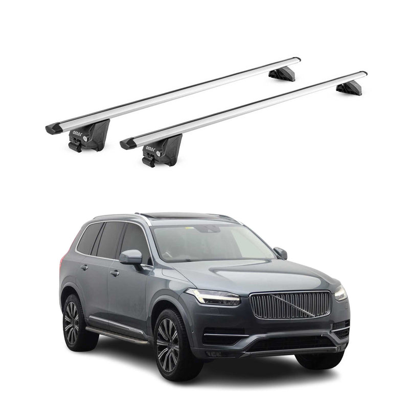 Barres de toit transversales pour Volvo XC90 2015-2025 Alu Gris Argenté 2Pcs ABE