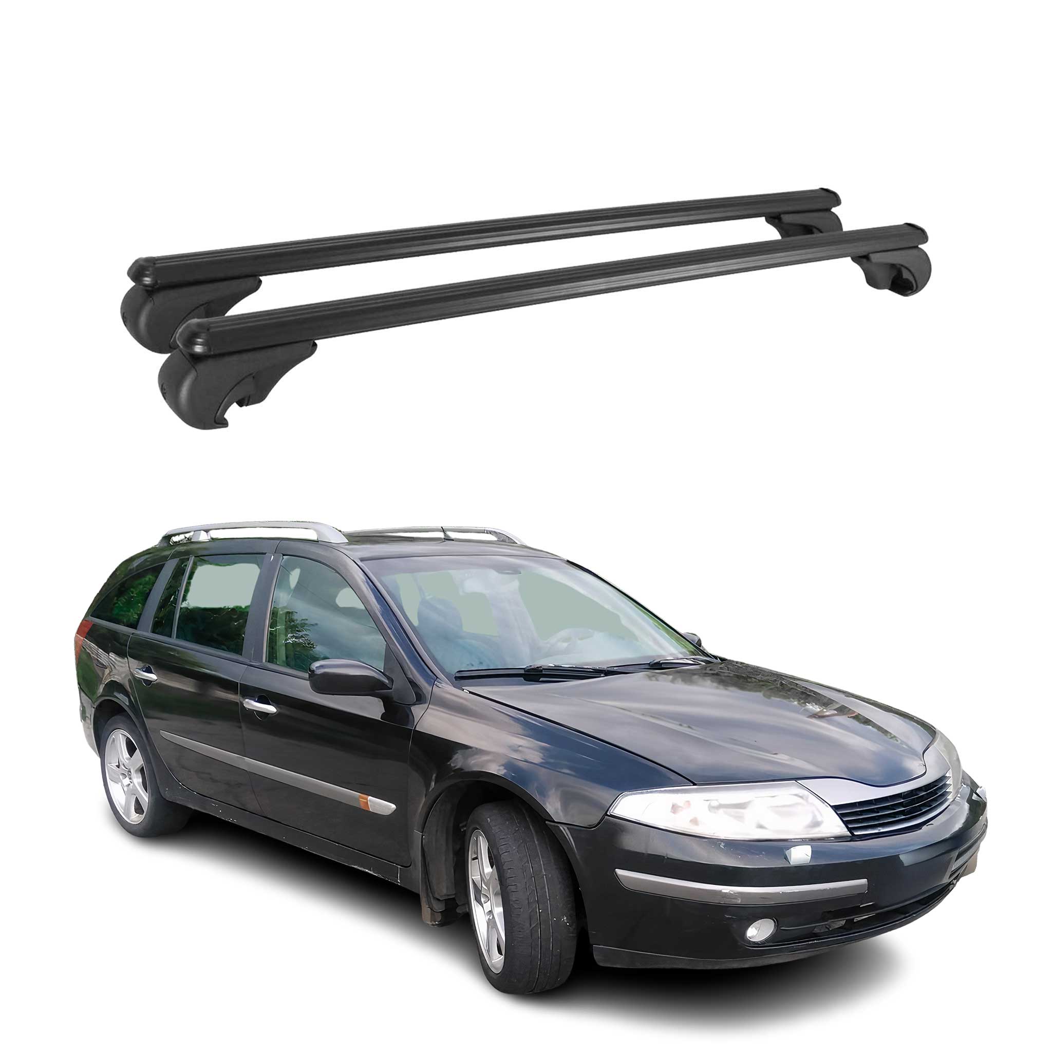Barres de toit Transversales pour Renault Laguna 2001-2007 Aluminium Noir