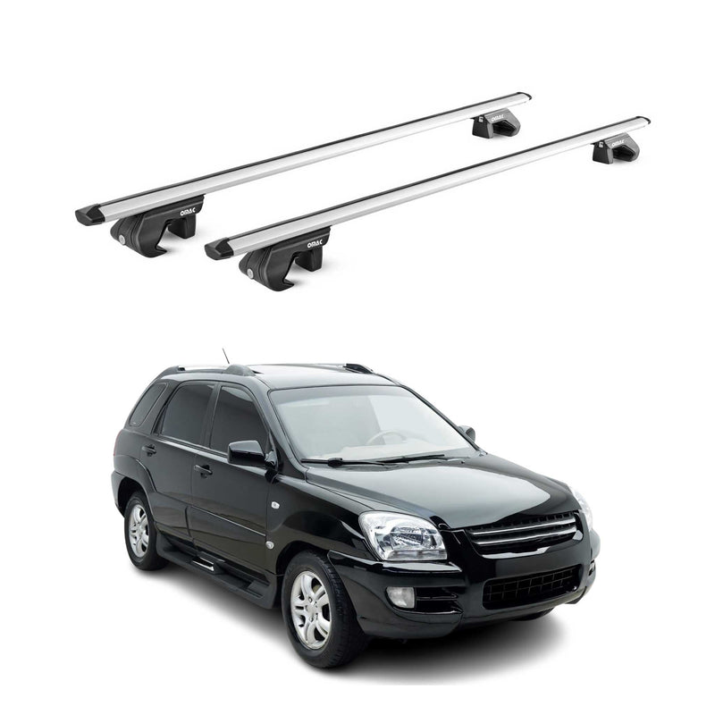 Barres de toit transversales ABE pour Kia Sportage JE 2004-2010 5 P Alu Gris 2x