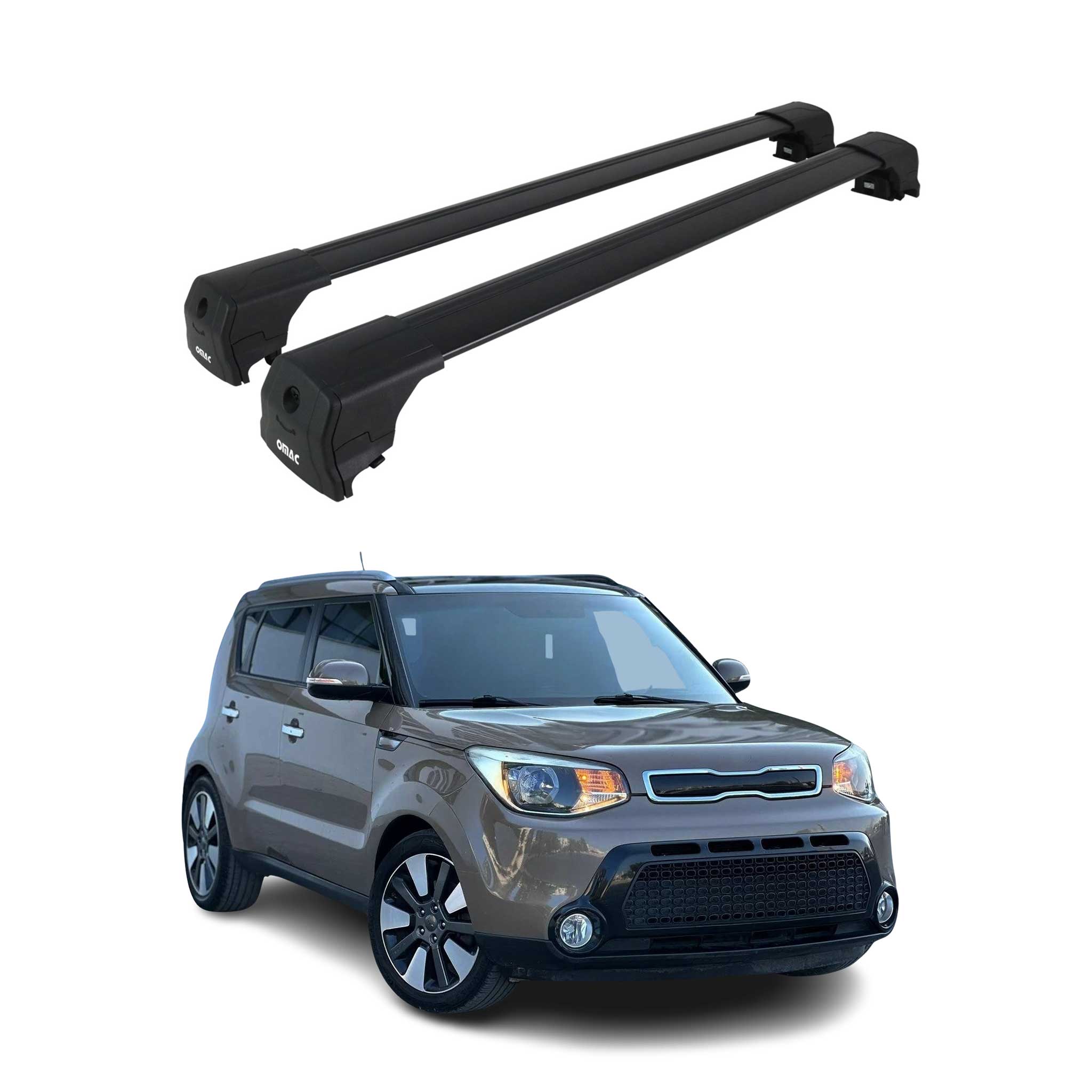 Barres De Toit Transversales pour Kia Soul PS 2015-2019 Aluminium Noir ABE
