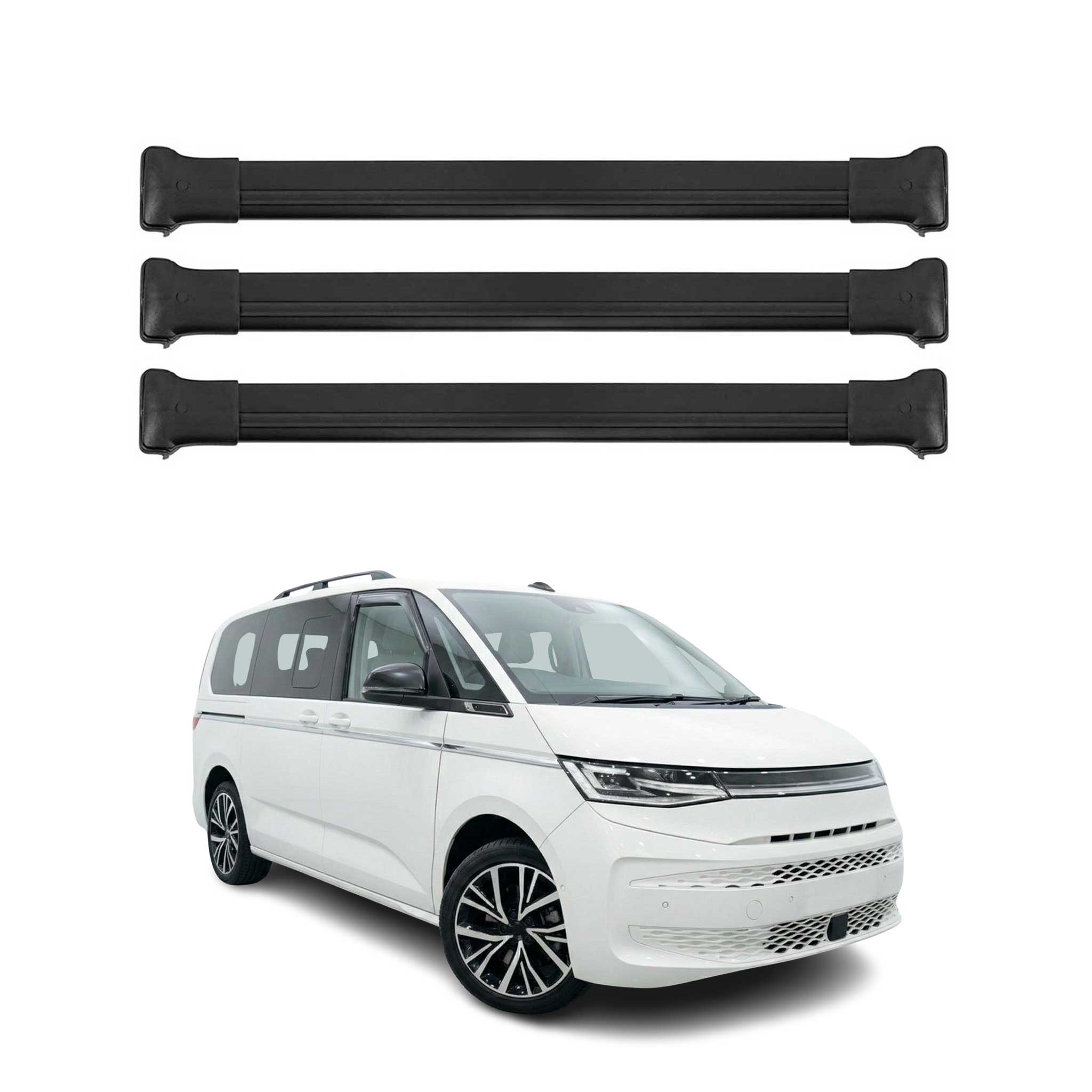 Barres de toit transversales pour VW Transporter T7 2023-2026 Aluminium Noir 3x