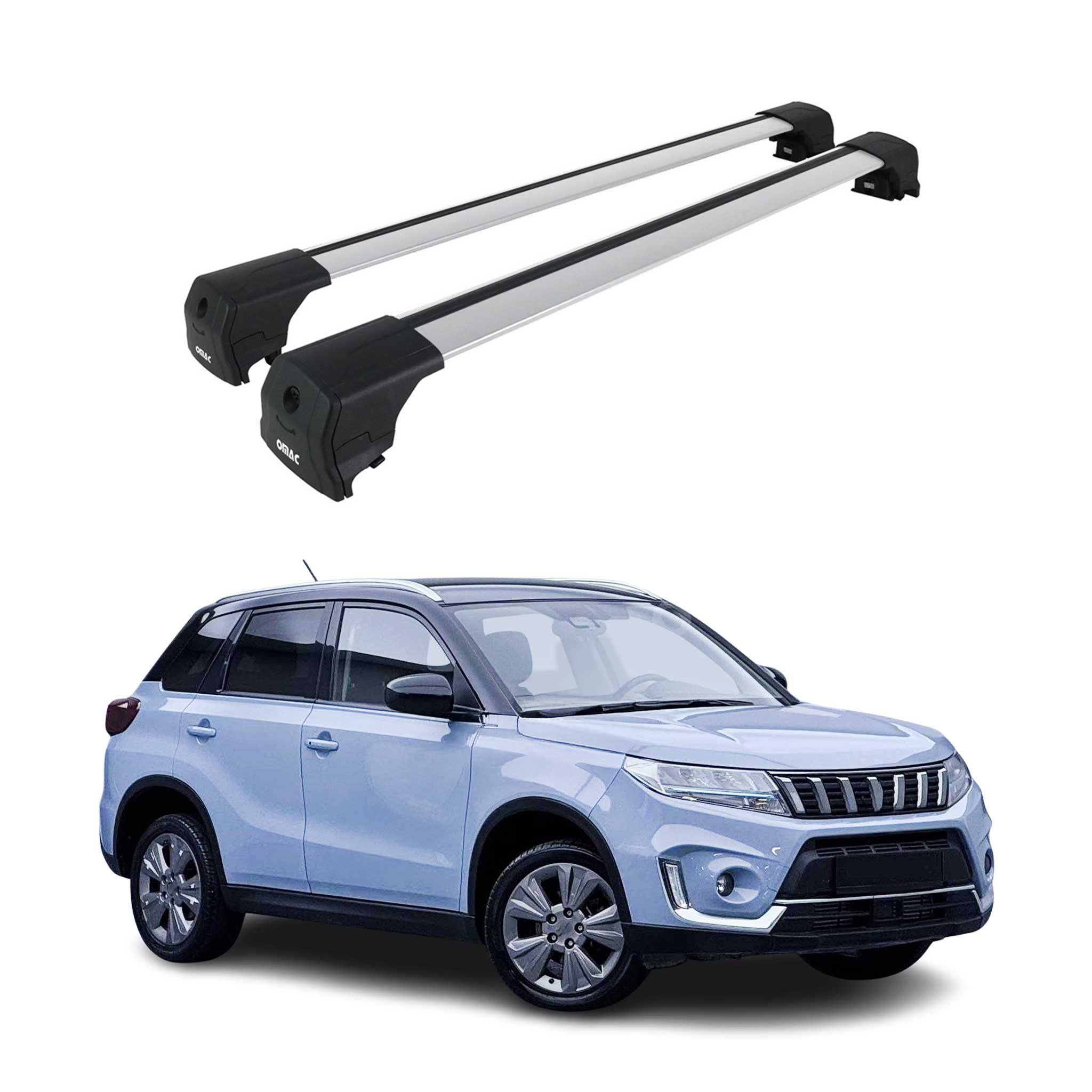 Barres De Toit Transversales pour Suzuki Vitara IV 2015-2026 Aluminium Gris 2Pcs