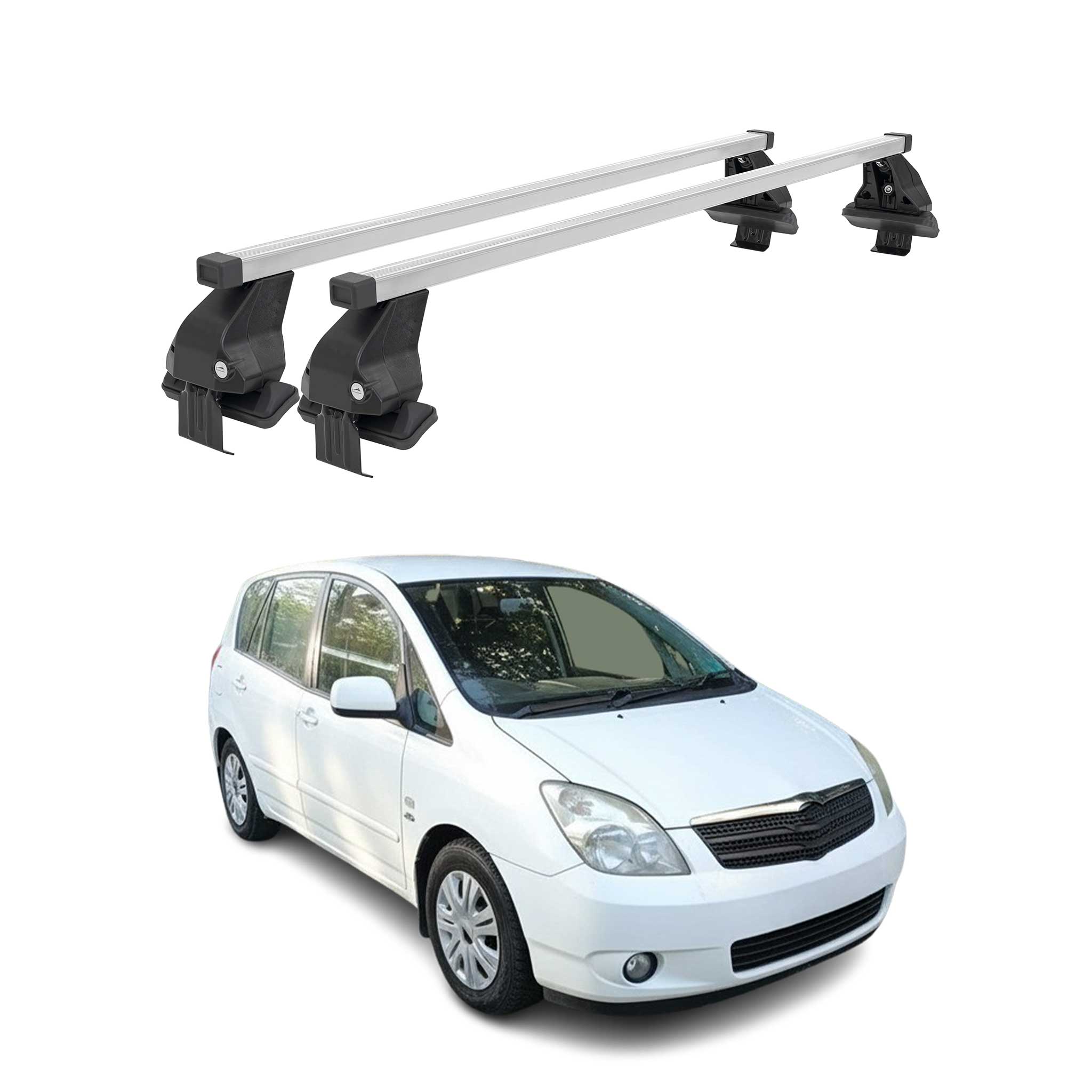 Barres de toit transversales pour Toyota Corolla Verso 2000-2004 Acier Gris