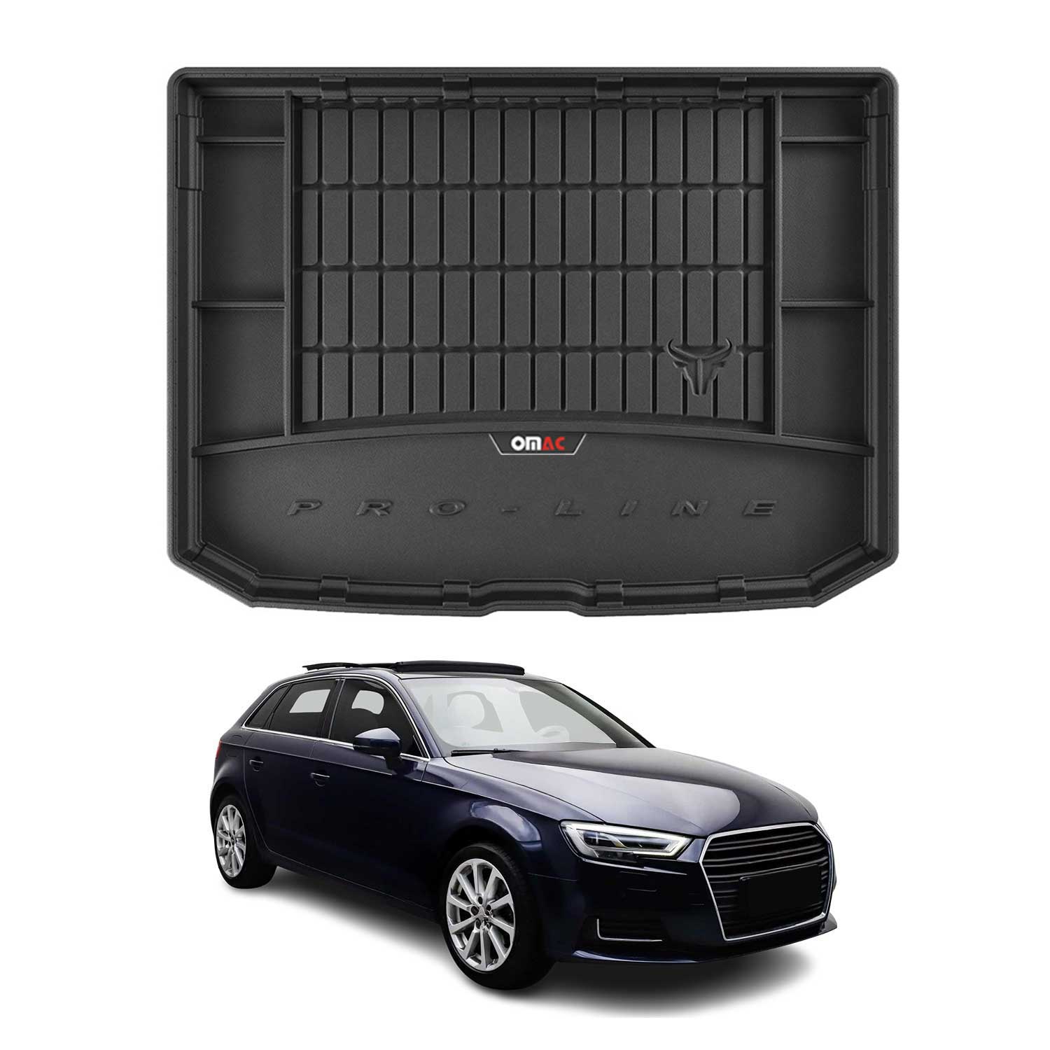 OMAC Tapis de coffre caoutchouc pour Audi A3 Sportback 8V / RS3 2012-20 Premium