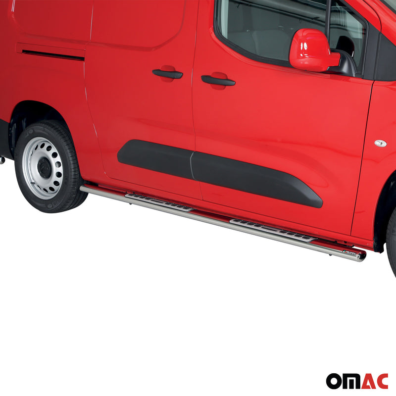 Marchepieds Latéraux pour Opel Combo 2018-2025 L2 Acier Inoxydable Argent