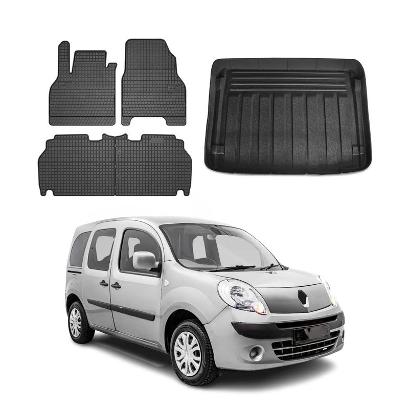 Kit Tapis de sol et coffre pour Renault Kangoo 2008-2010 TPE Noir