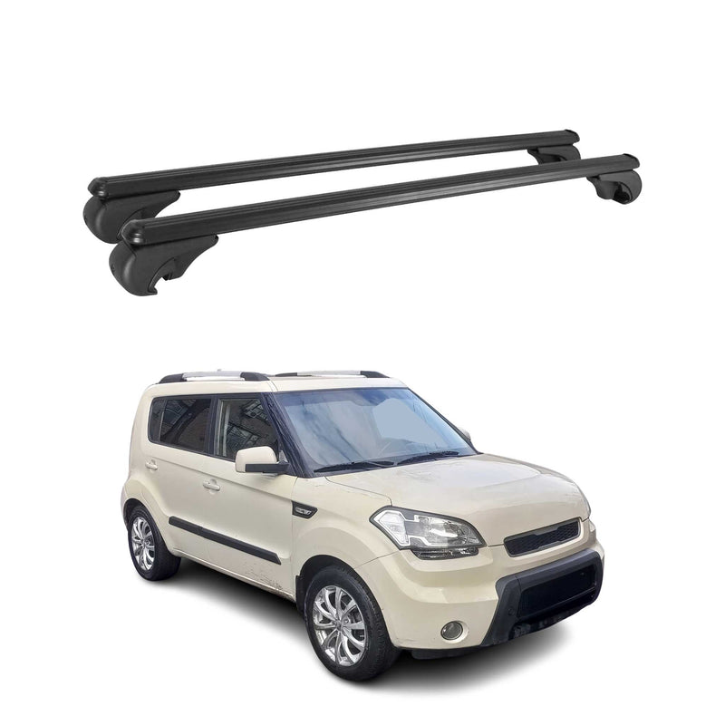 Barres de toit Transversales pour Kia Soul 2009-2013 Aluminium Noir