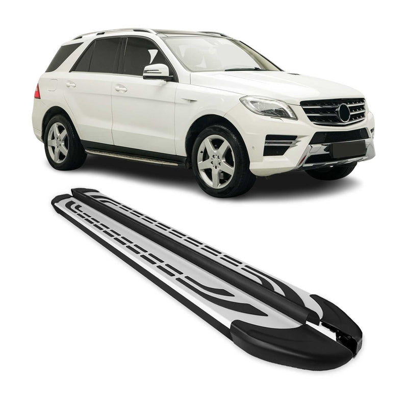 Marchepieds Latéraux pour Mercedes Classe M W166 2011-2019 Aluminium Gris Noir