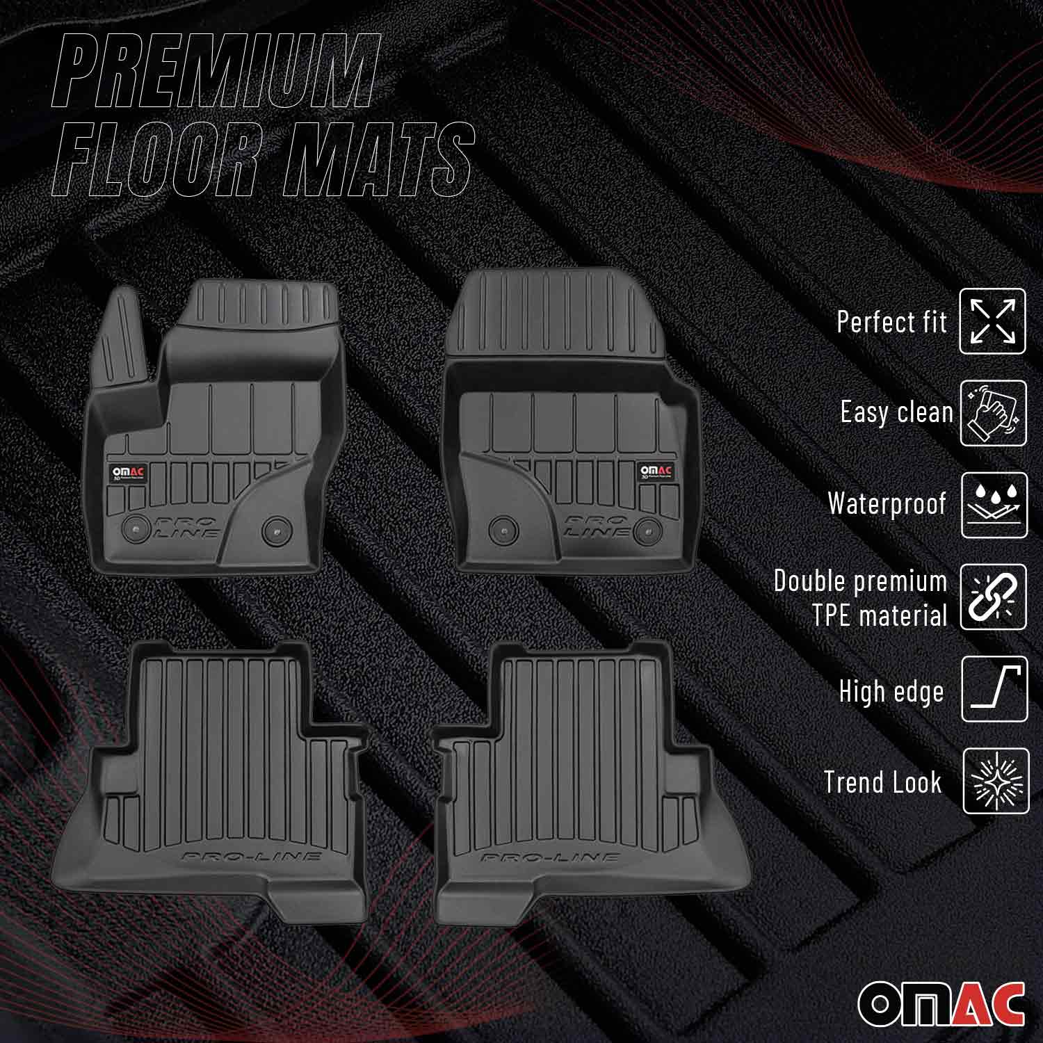 OMAC Tapis de sol en caoutchouc pour Ford Kuga II 2012-2019 Noir Premium