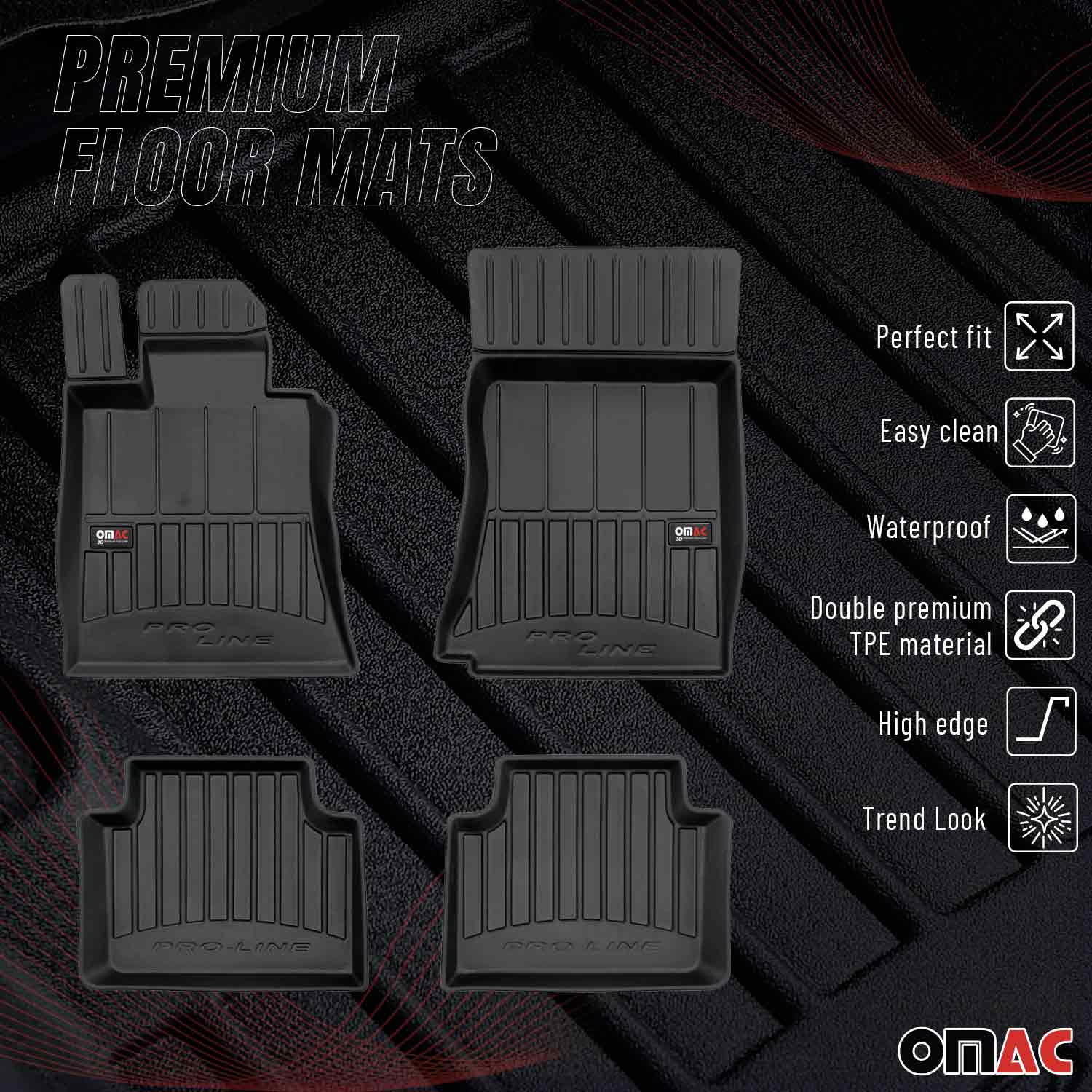 OMAC Tapis de sol caoutchouc pour Alfa Romeo Giulia 2015-2026 RWD Noir Premium