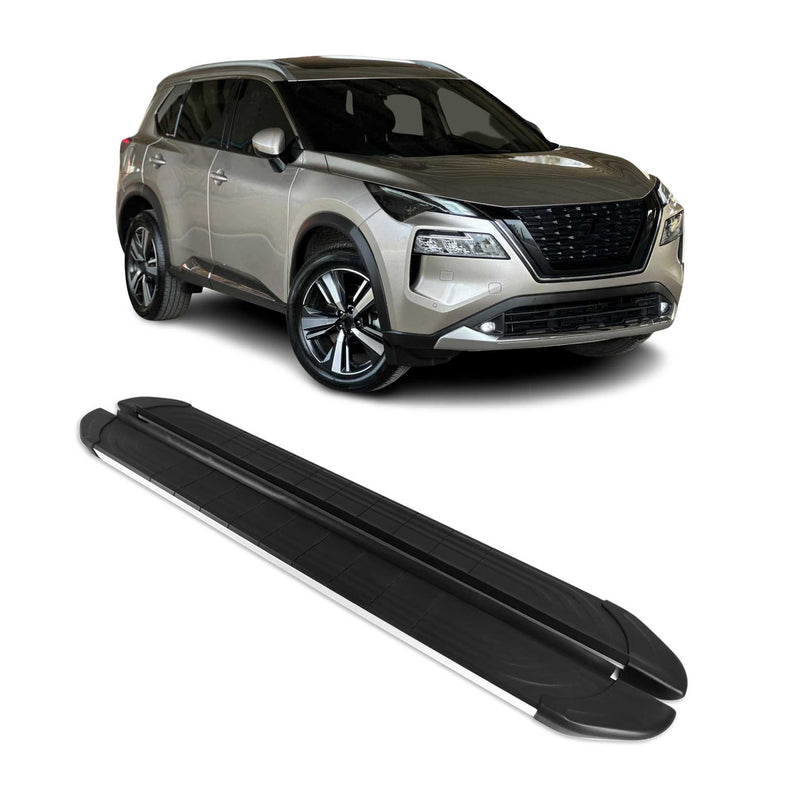 2021-2024 Nissan X-Trail Marchepieds latéraux pédale Aluminium Gris Noir 2x