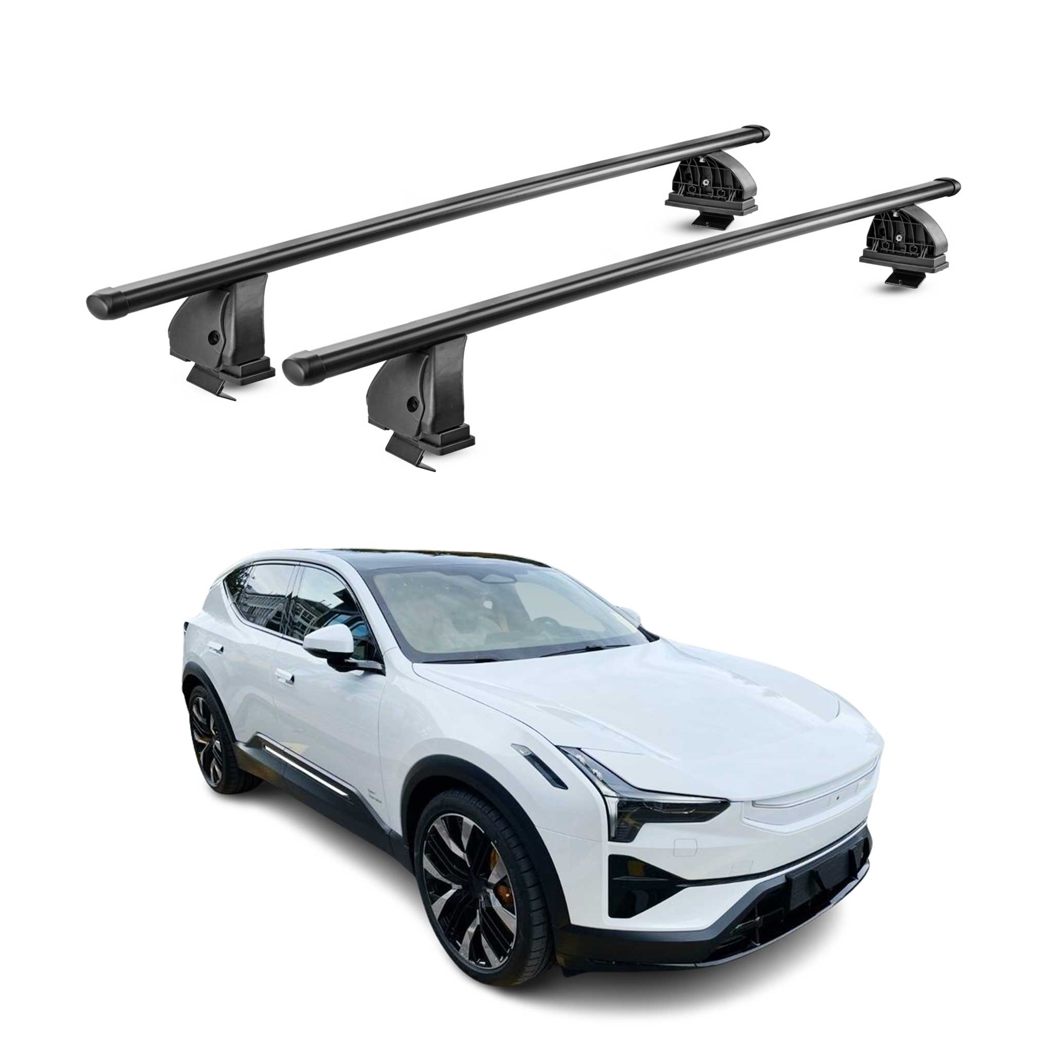 Barres de toit transversales acier pour Polestar 2 2020-2026 TÜV 75 kg Noir 2Pcs