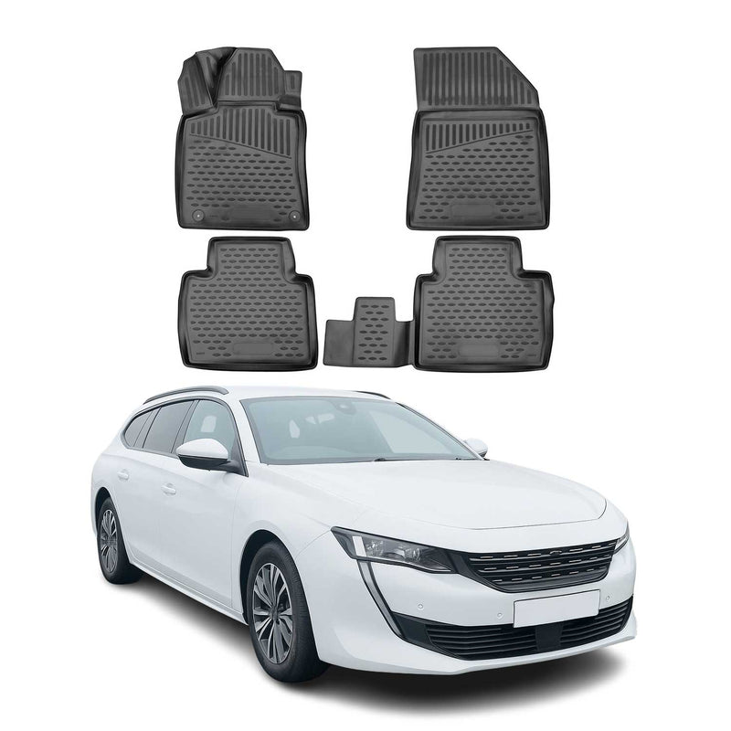 OMAC Tapis de sol pour Peugeot 508 2019-2025 sur mesure en caoutchouc Noir