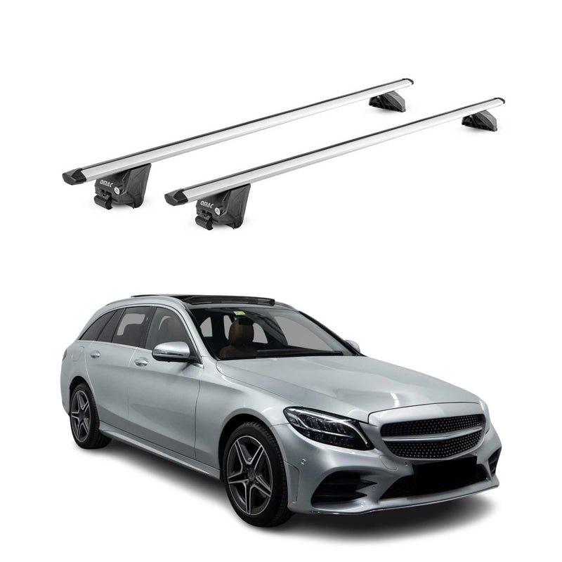 Barres de toit transversales pour Mercedes Classe C S205 Break 2015-2021 Gris