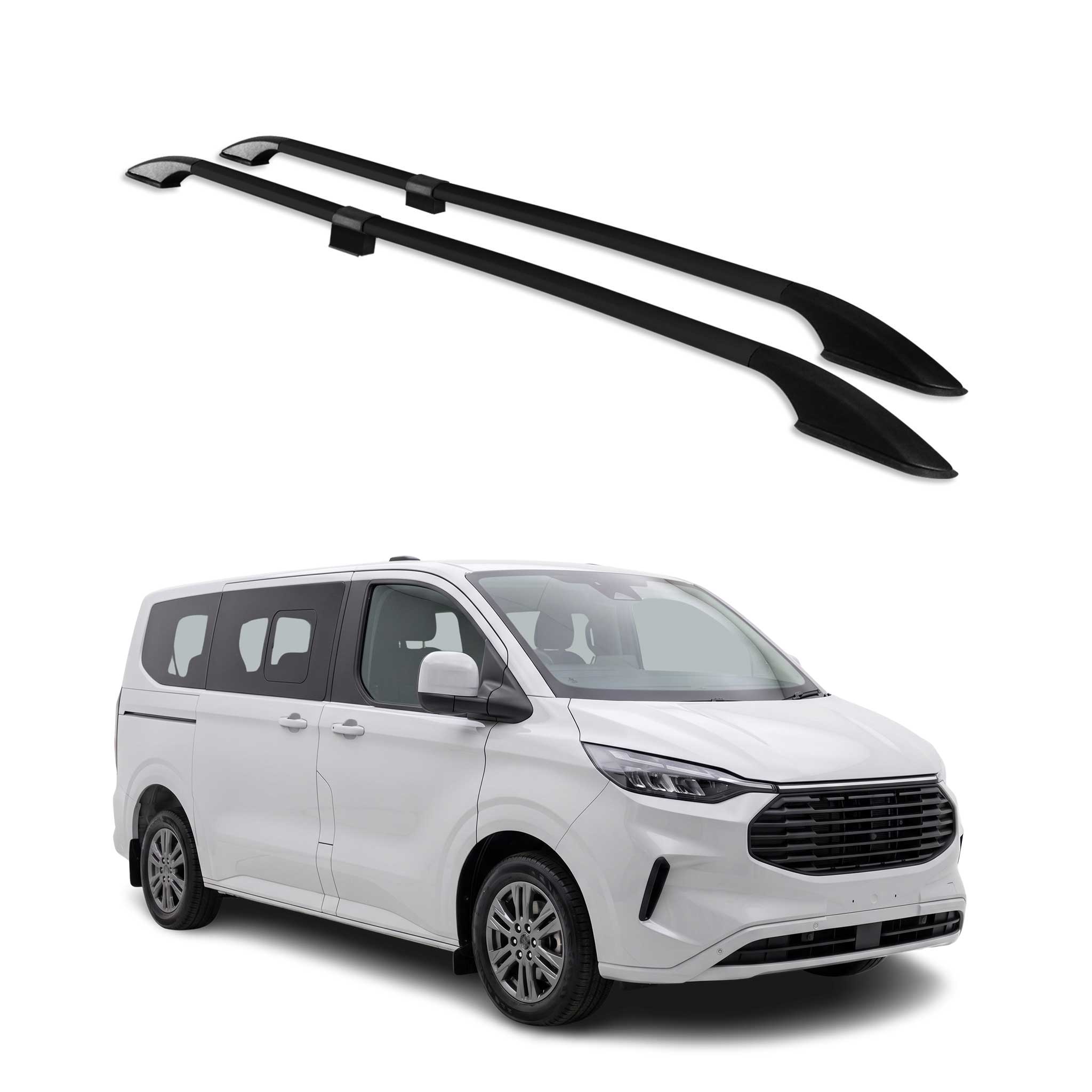 Barres de toit longitudinales pour Ford Tourneo Custom II 2023-2026 L1 Alu Noir