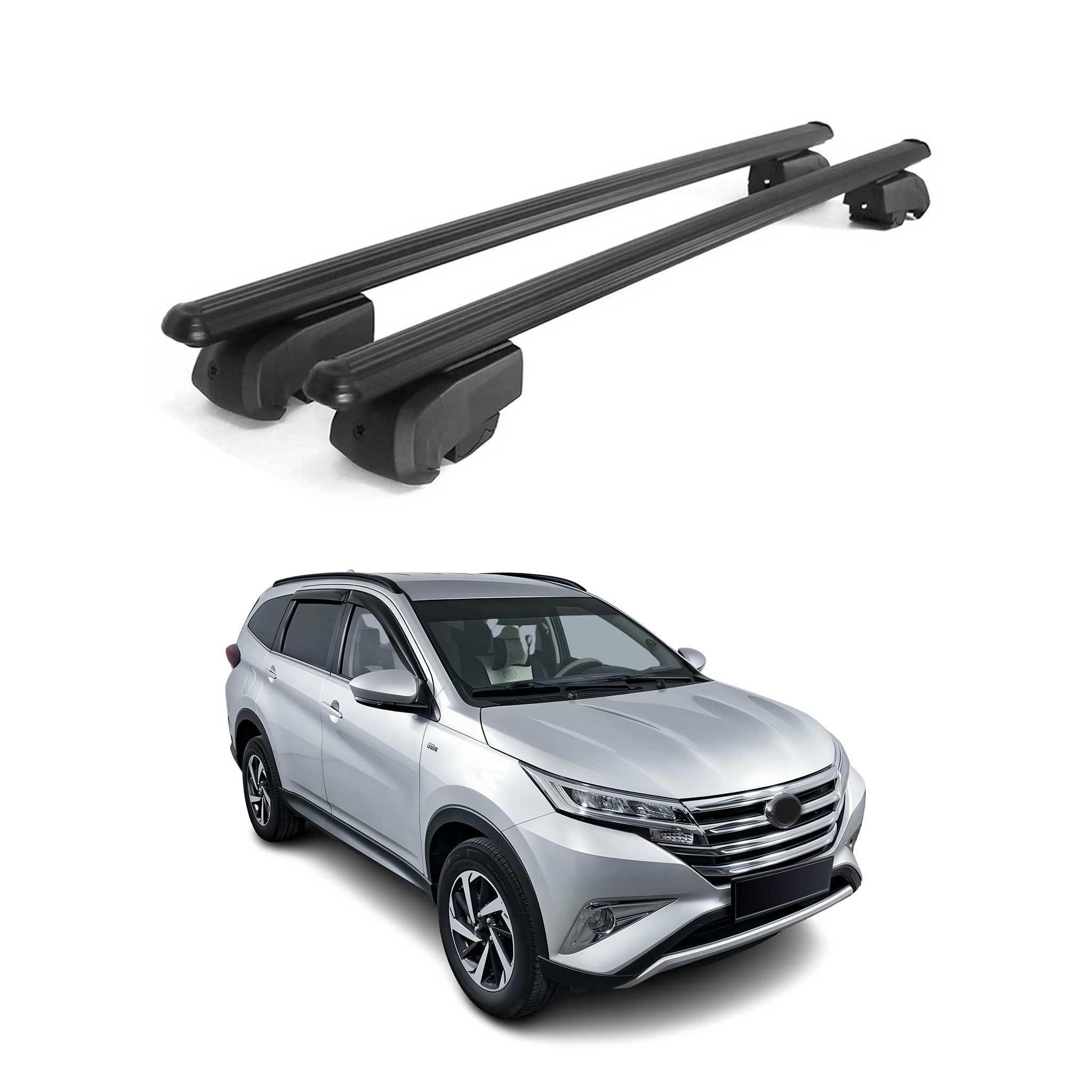 Barres de toit Transversales pour Toyota Rush 2017-2025 Aluminium Noir ABE