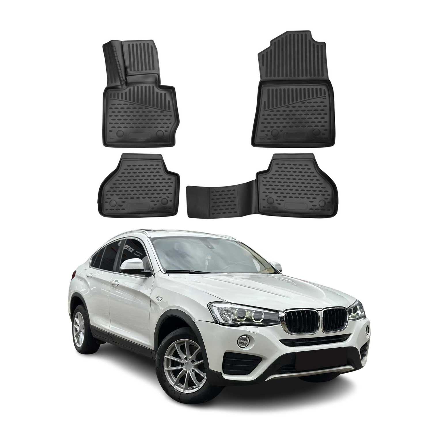 OMAC 3D Tapis de sol pour BMW X4 F26 2014-2018 en caoutchouc Noir