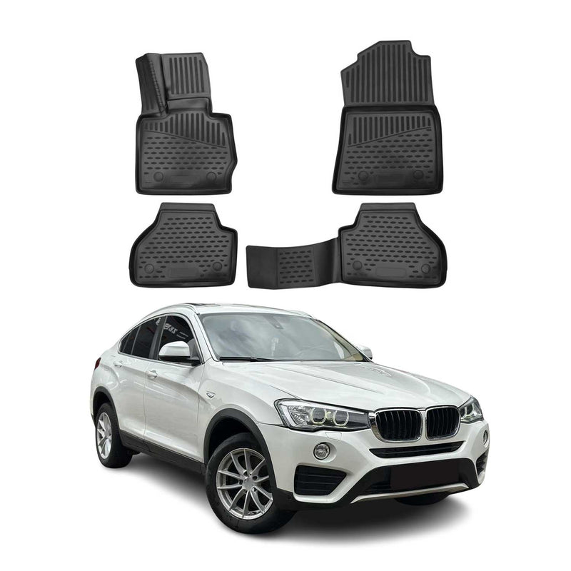 OMAC 3D Tapis de sol pour BMW X4 F26 2014-2018 en caoutchouc Noir
