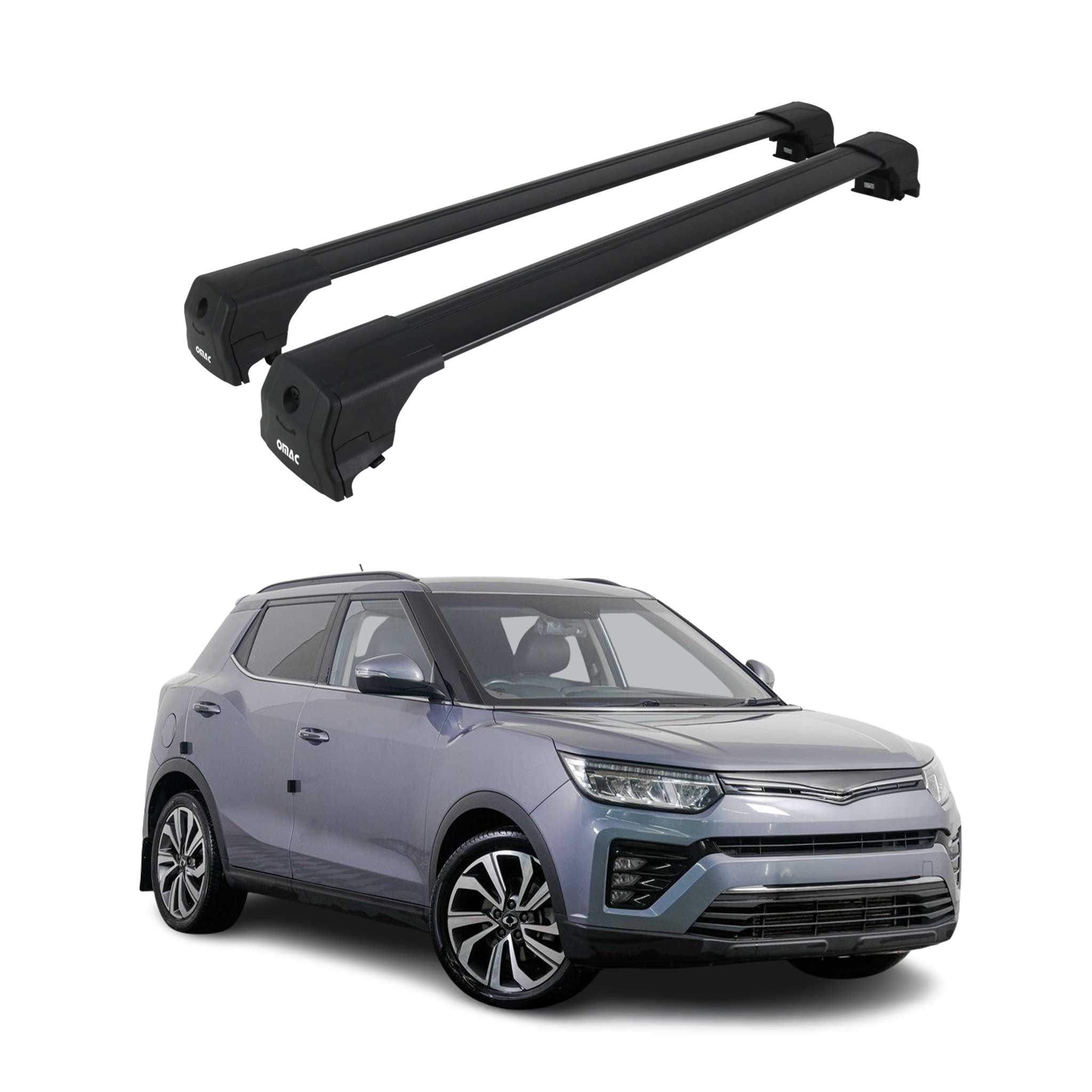 Barres de toit Elegance pour SsangYong Tivoli 2015-2023 ABE Noir 2 pièces