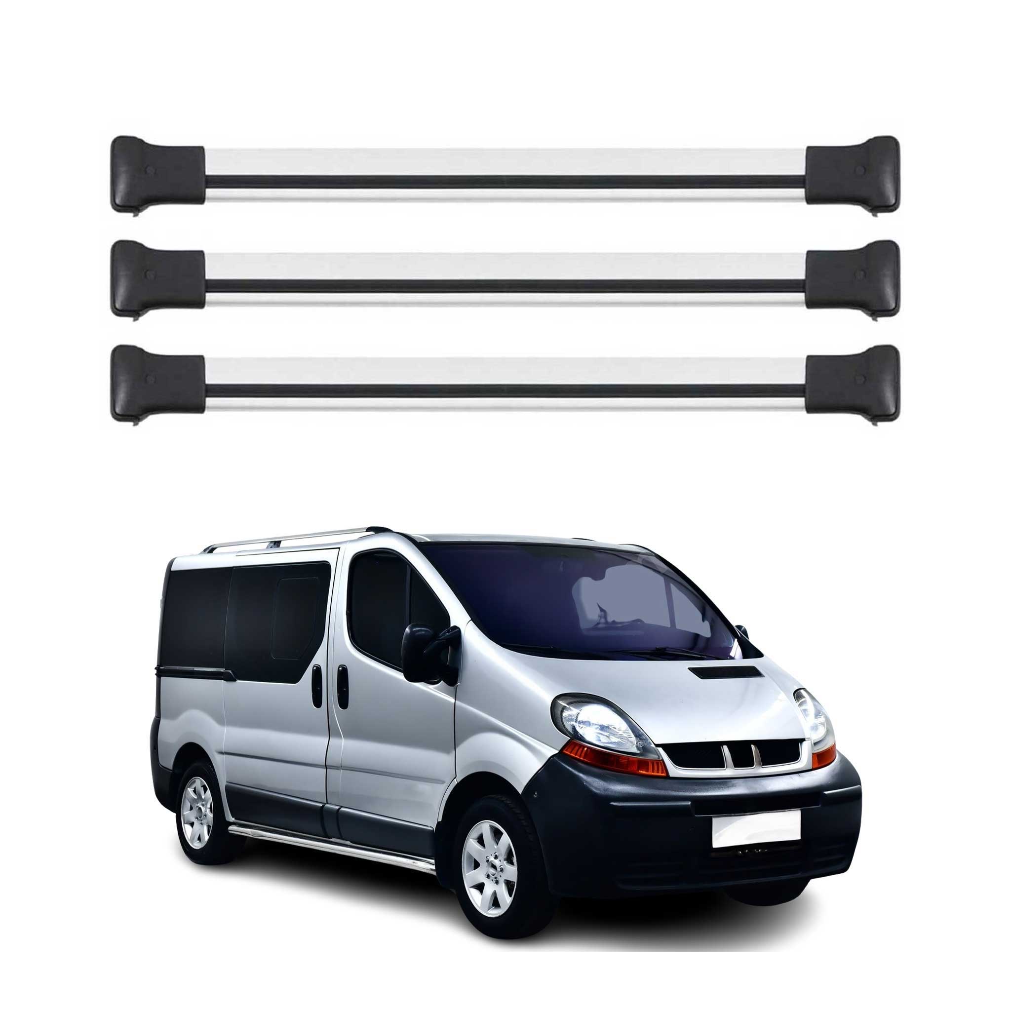 Barres de toit transversales pour Renault Trafic II 2001-2014 Aluminium Gris 3x